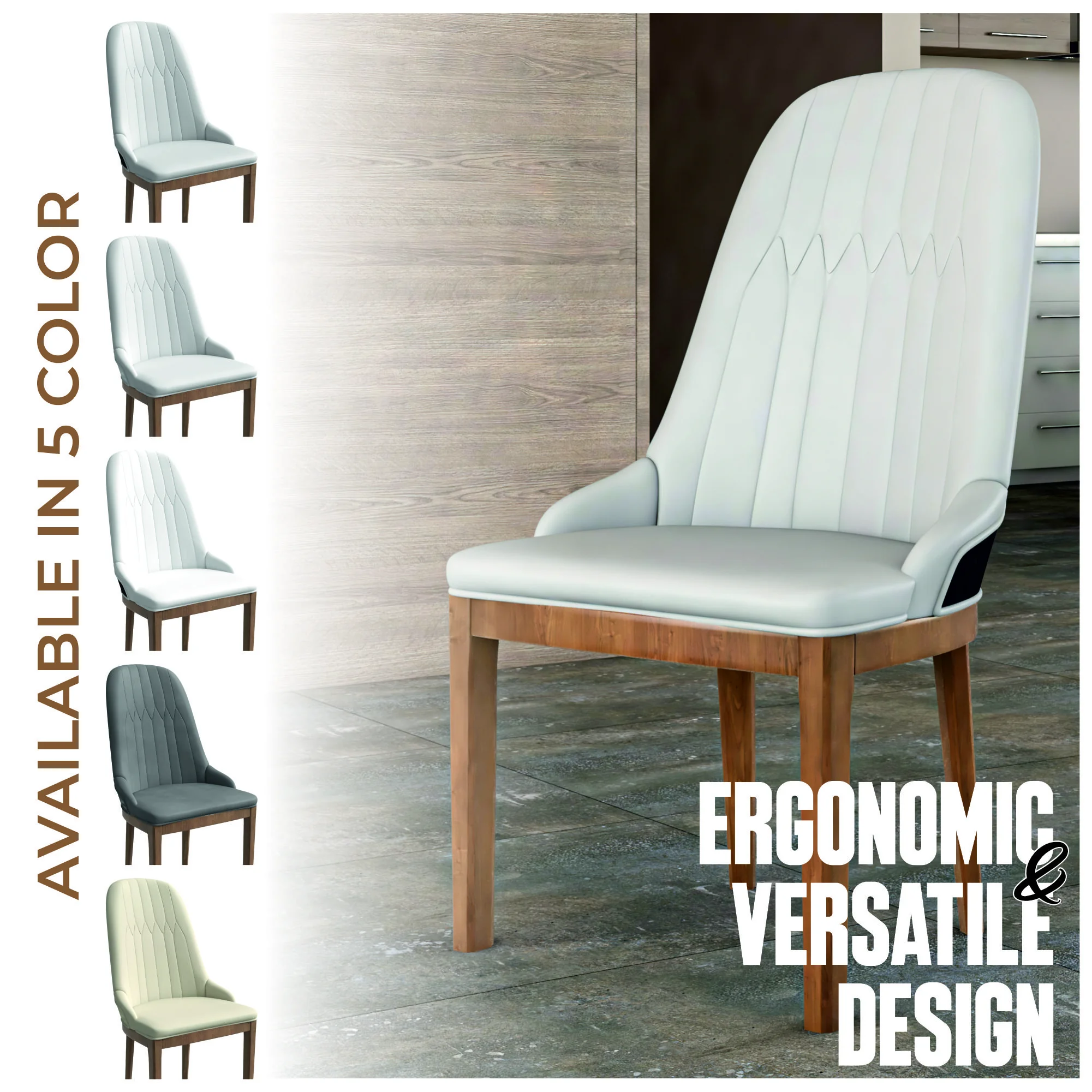 Verisma Collection Modern Wooden Dining Chair in Black Fabric with Light Grey Front Set of 2