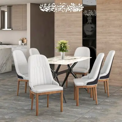 Verisma Collection Modern Wooden Dining Chair in Black Fabric with Light Grey Front Set of 2