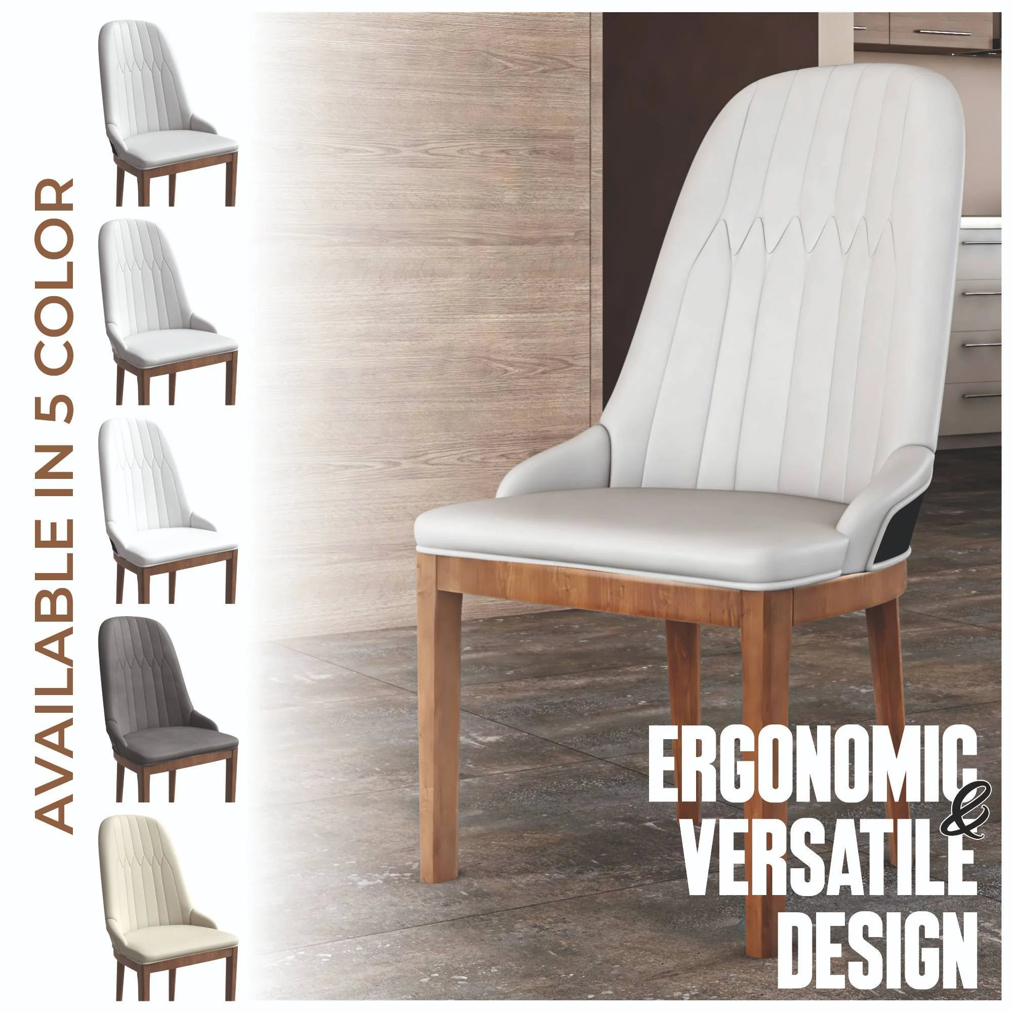 Verisma Collection Modern Wooden Dining Chair in Black Fabric with Light Grey Front Set of 4
