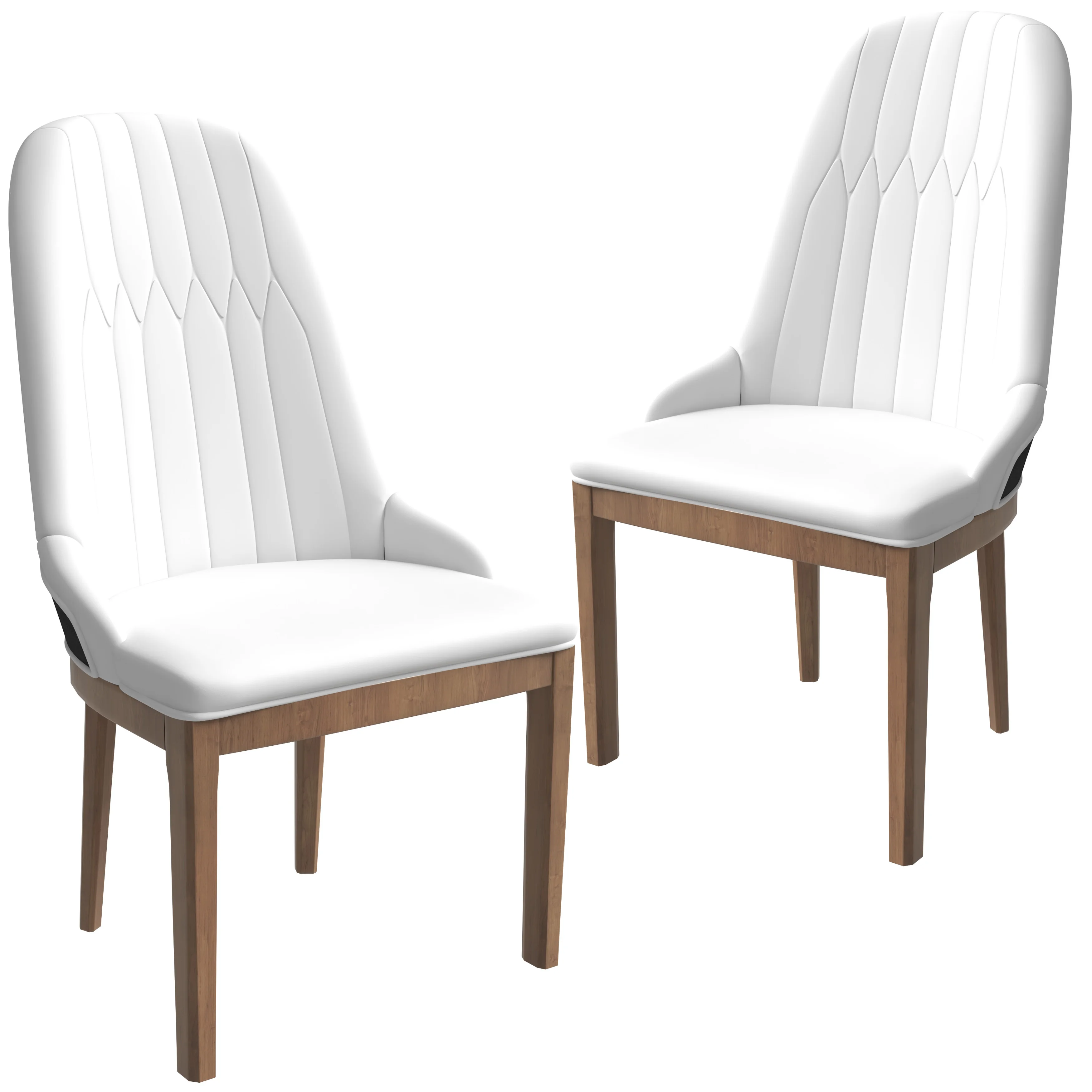 Verisma Collection Modern Wooden Dining Chair in Black Fabric with White Front Set of 2