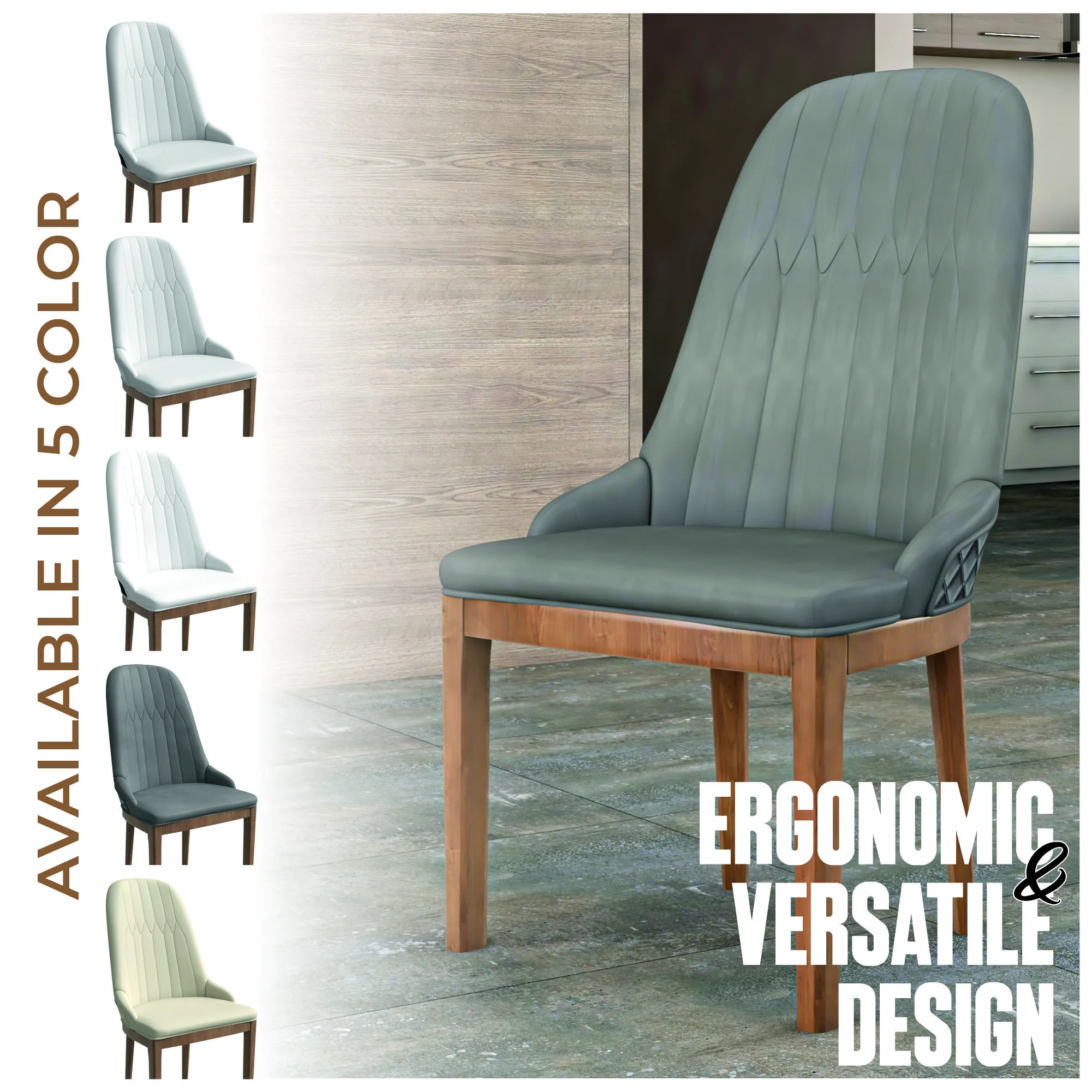 Verisma Collection Modern Wooden Dining Chair in Grey
