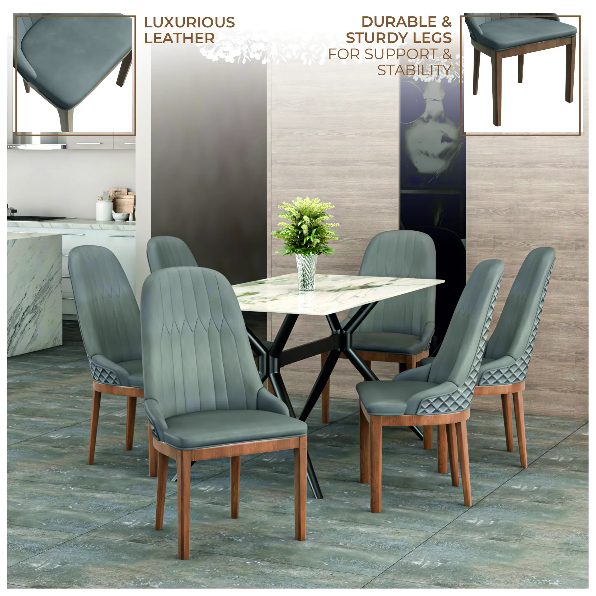 Verisma Collection Modern Wooden Dining Chair in Grey