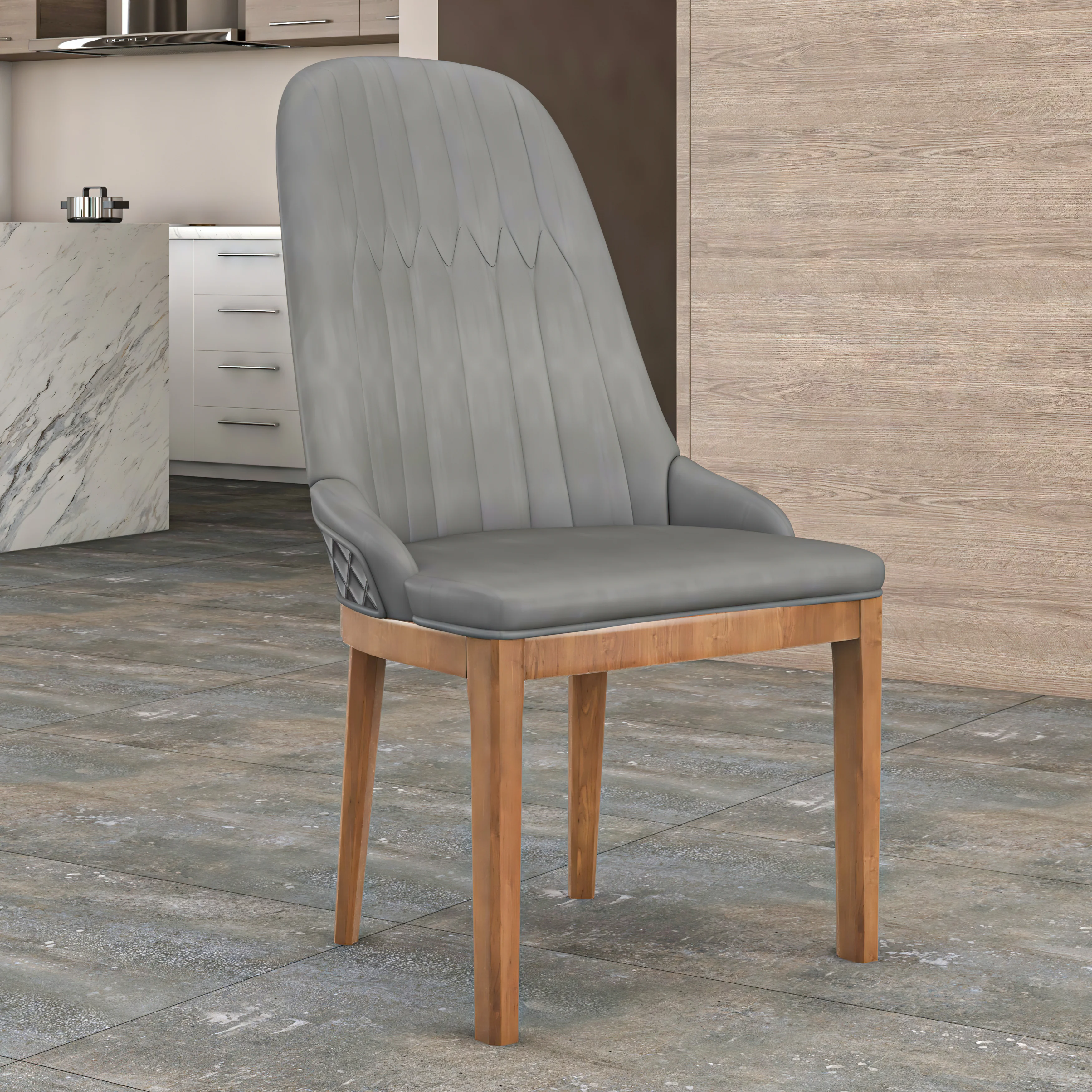 Verisma Collection Modern Wooden Dining Chair in Grey Set of 2