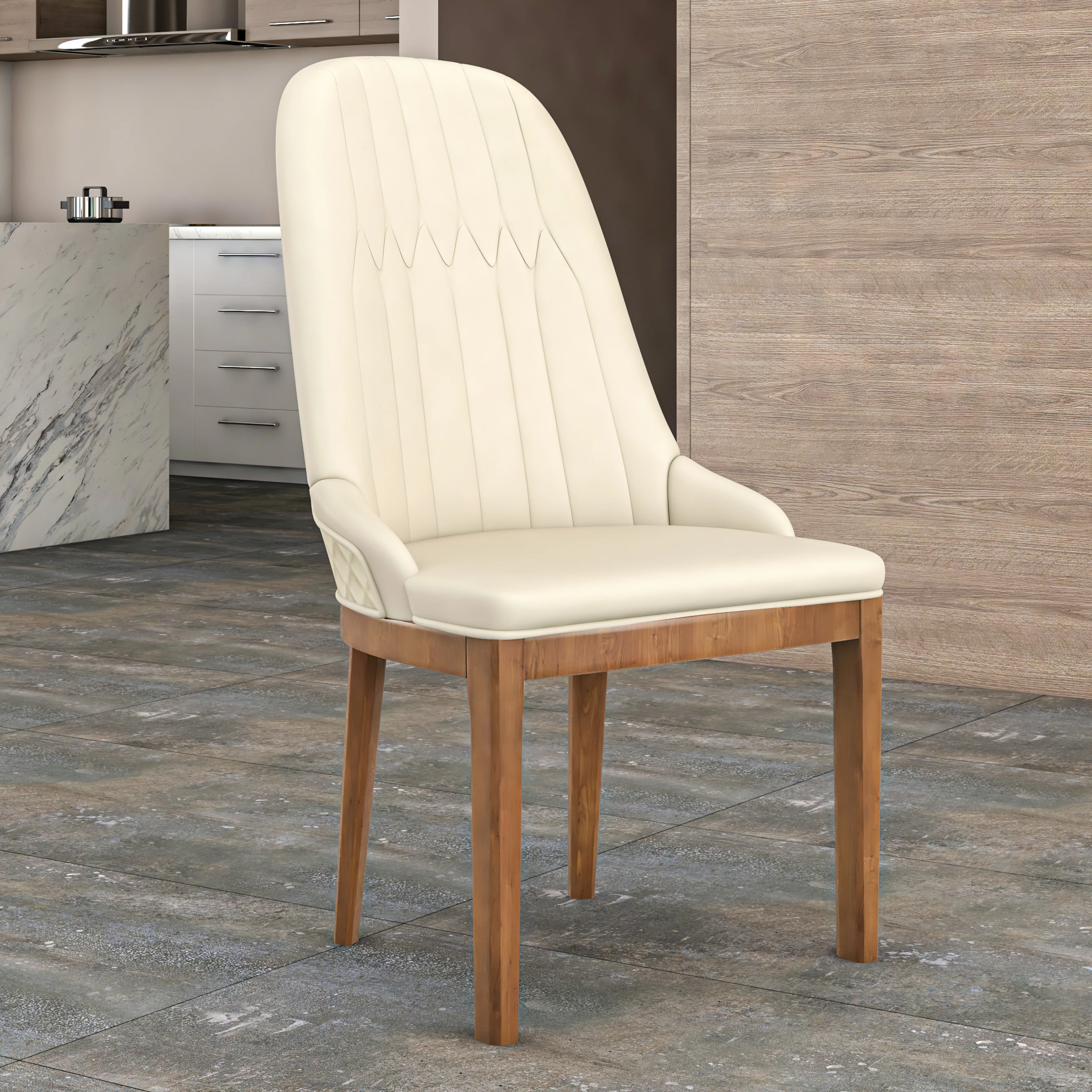 Verisma Collection Modern Wooden Dining Chair in Light Toupe
