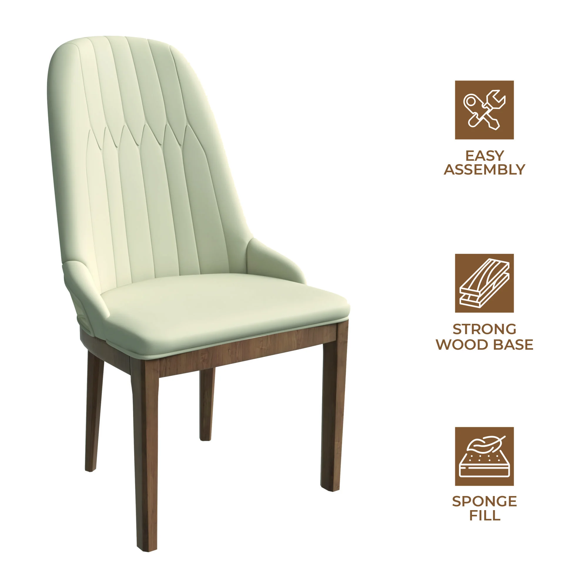 Verisma Collection Modern Wooden Dining Chair in Light Toupe Set of 2