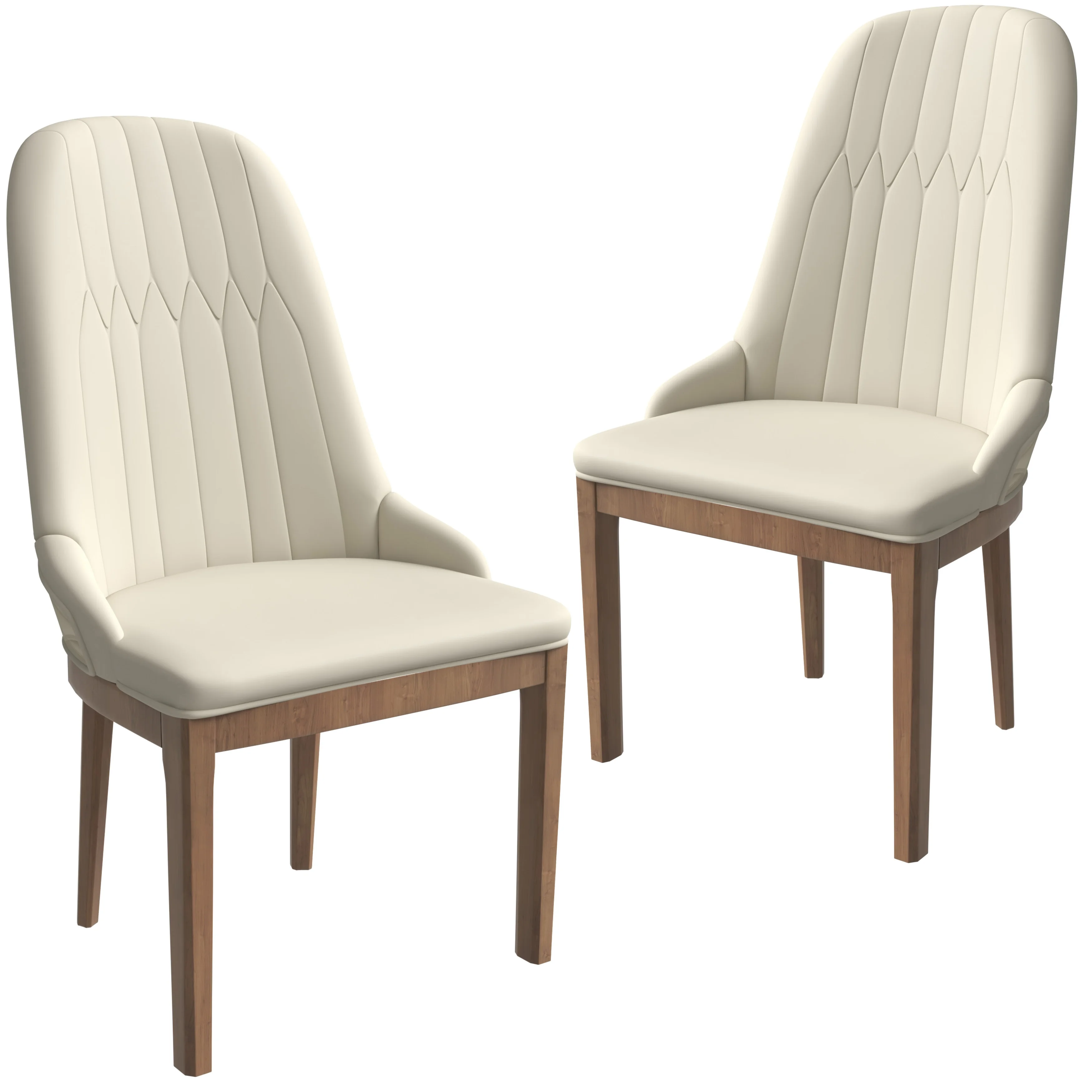 Verisma Collection Modern Wooden Dining Chair in Light Toupe Set of 2