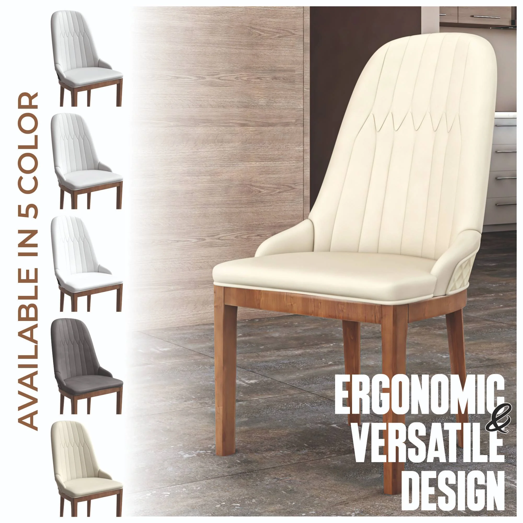 Verisma Collection Modern Wooden Dining Chair in Light Toupe Set of 4