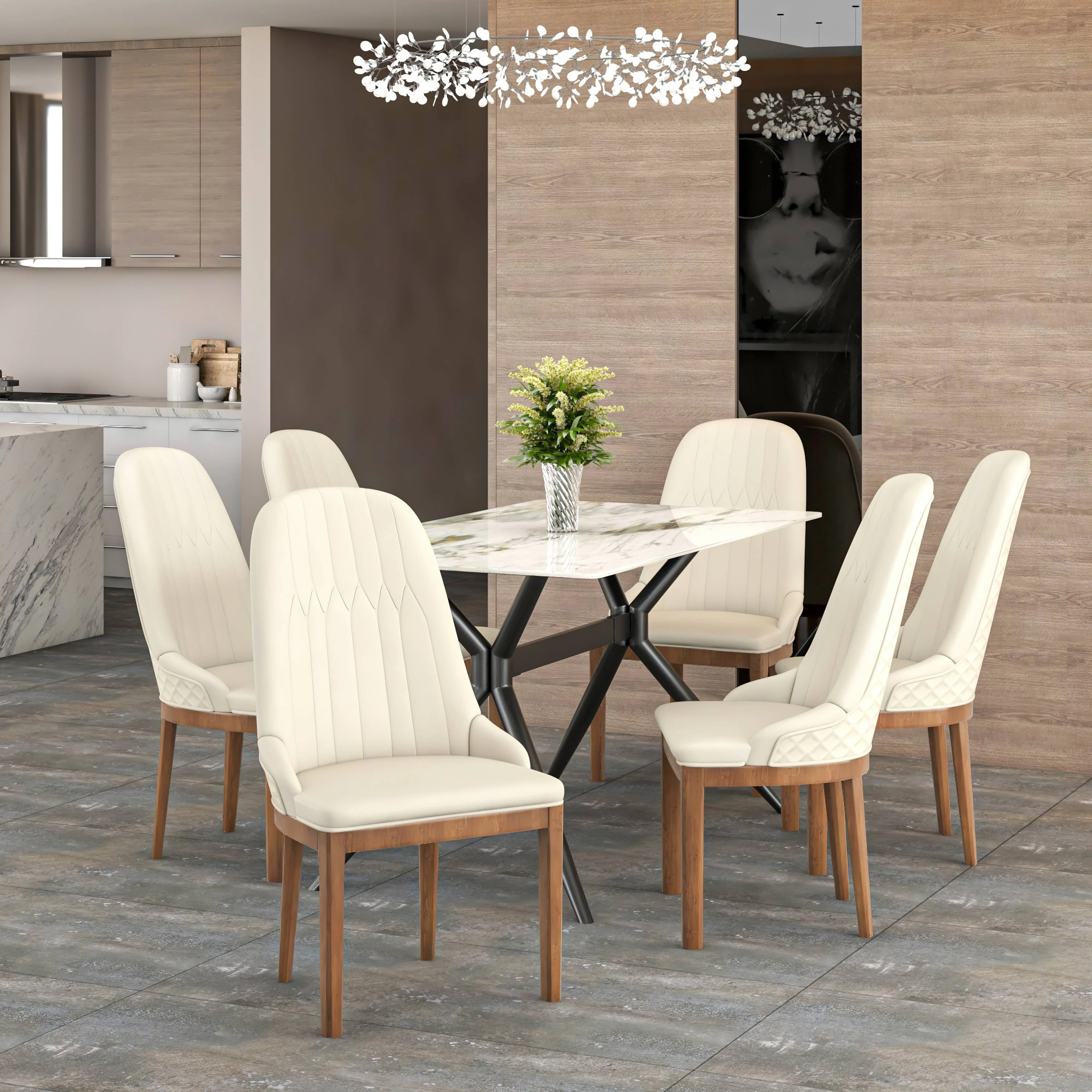 Verisma Collection Modern Wooden Dining Chair in Light Toupe Set of 4