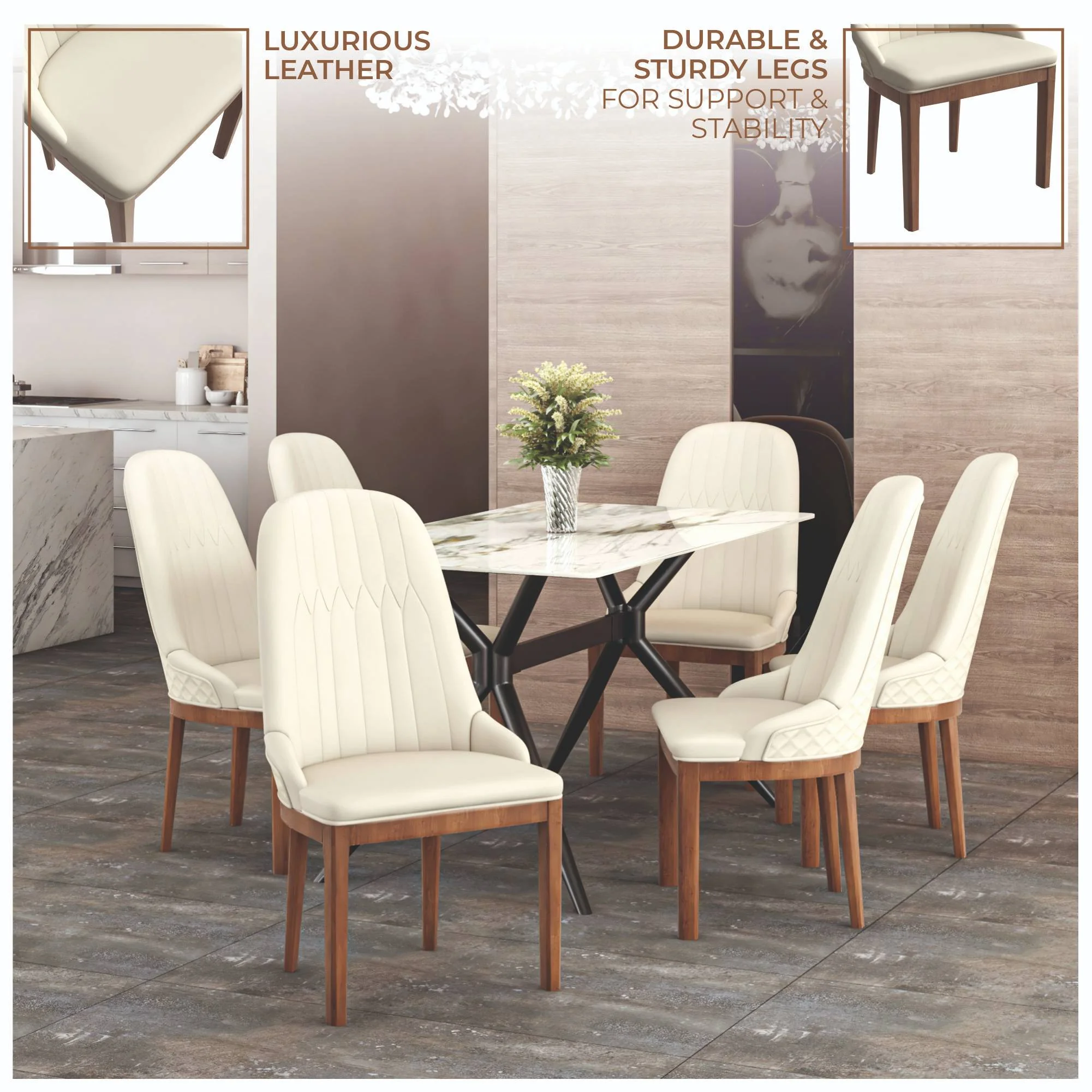 Verisma Collection Modern Wooden Dining Chair in Light Toupe Set of 4