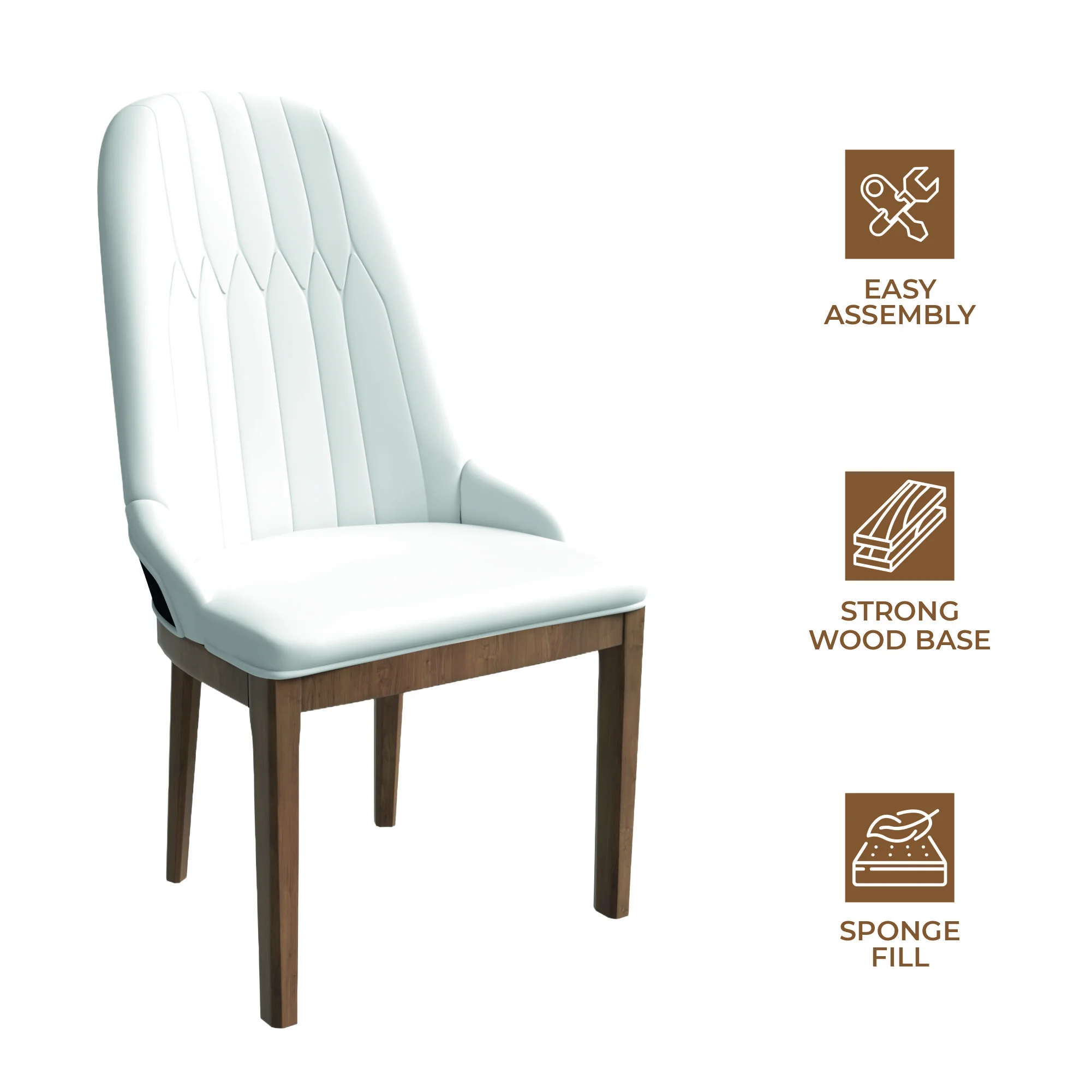 Verisma Collection Modern Wooden Dining Chair in White