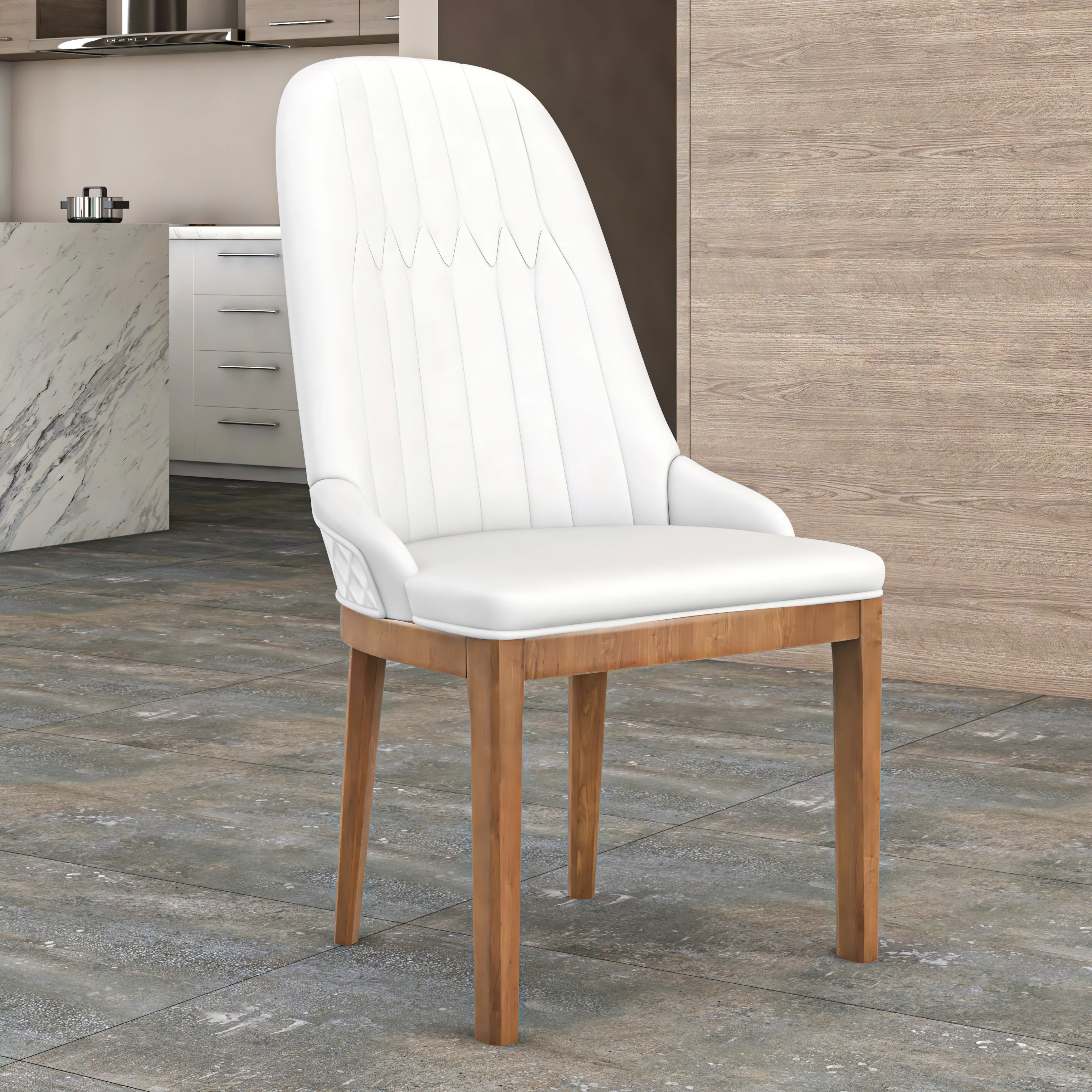 Verisma Collection Modern Wooden Dining Chair in White Set of 2