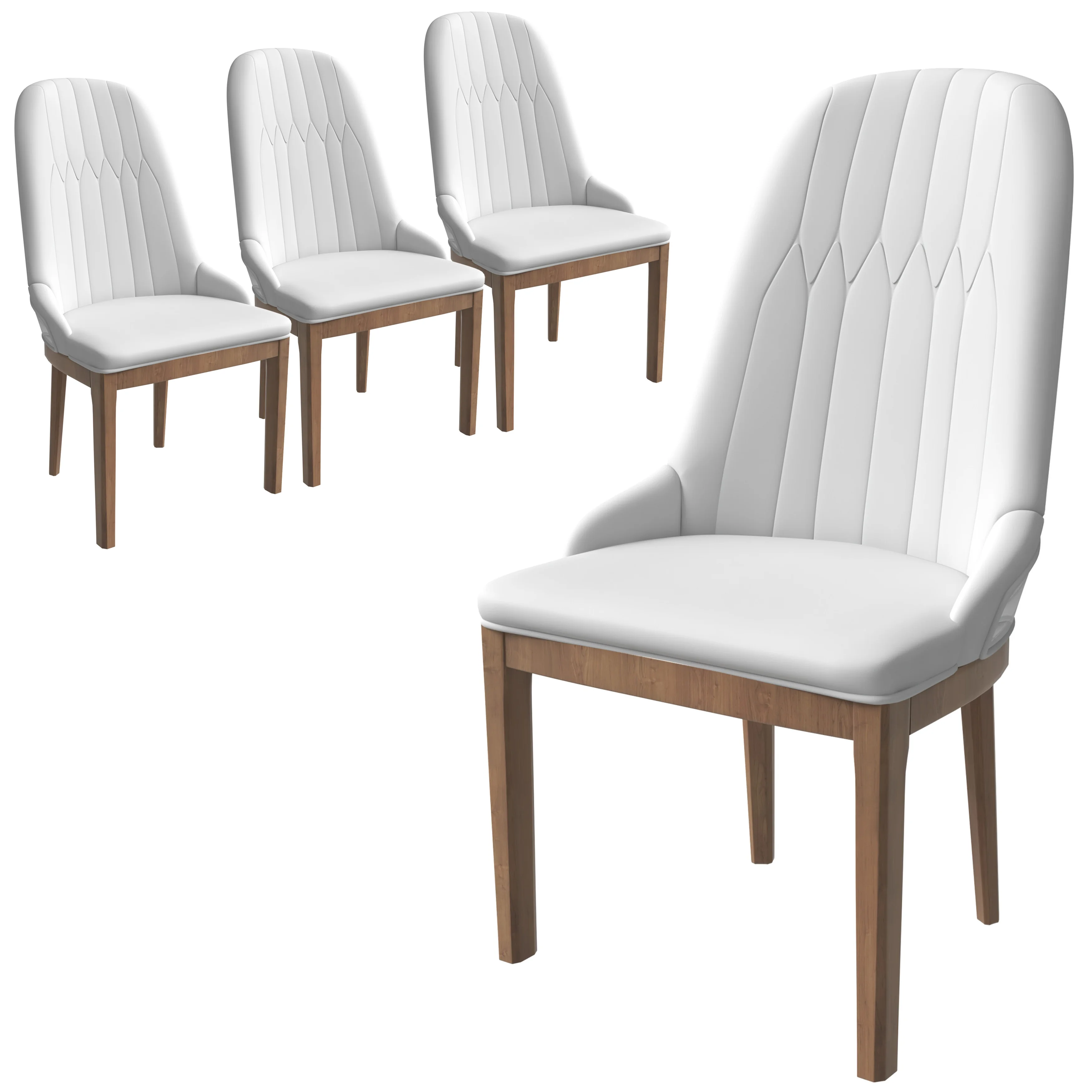 Verisma Collection Modern Wooden Dining Chair in White Set of 4