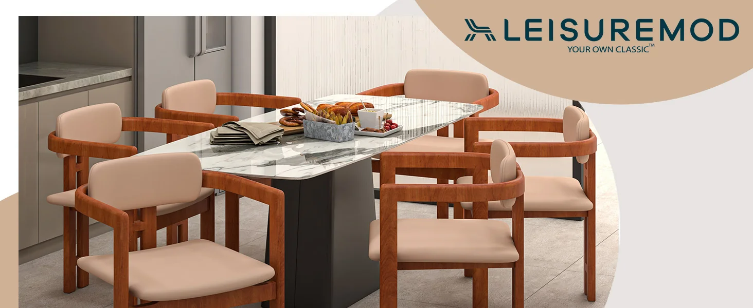 Velo Series Modern Dining Chair in Dark Natural Wood with Taupe Seat