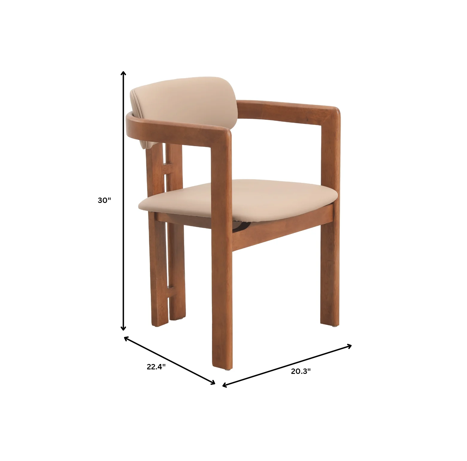 Velo Series Modern Dining Chair in Dark Natural Wood with Taupe Seat