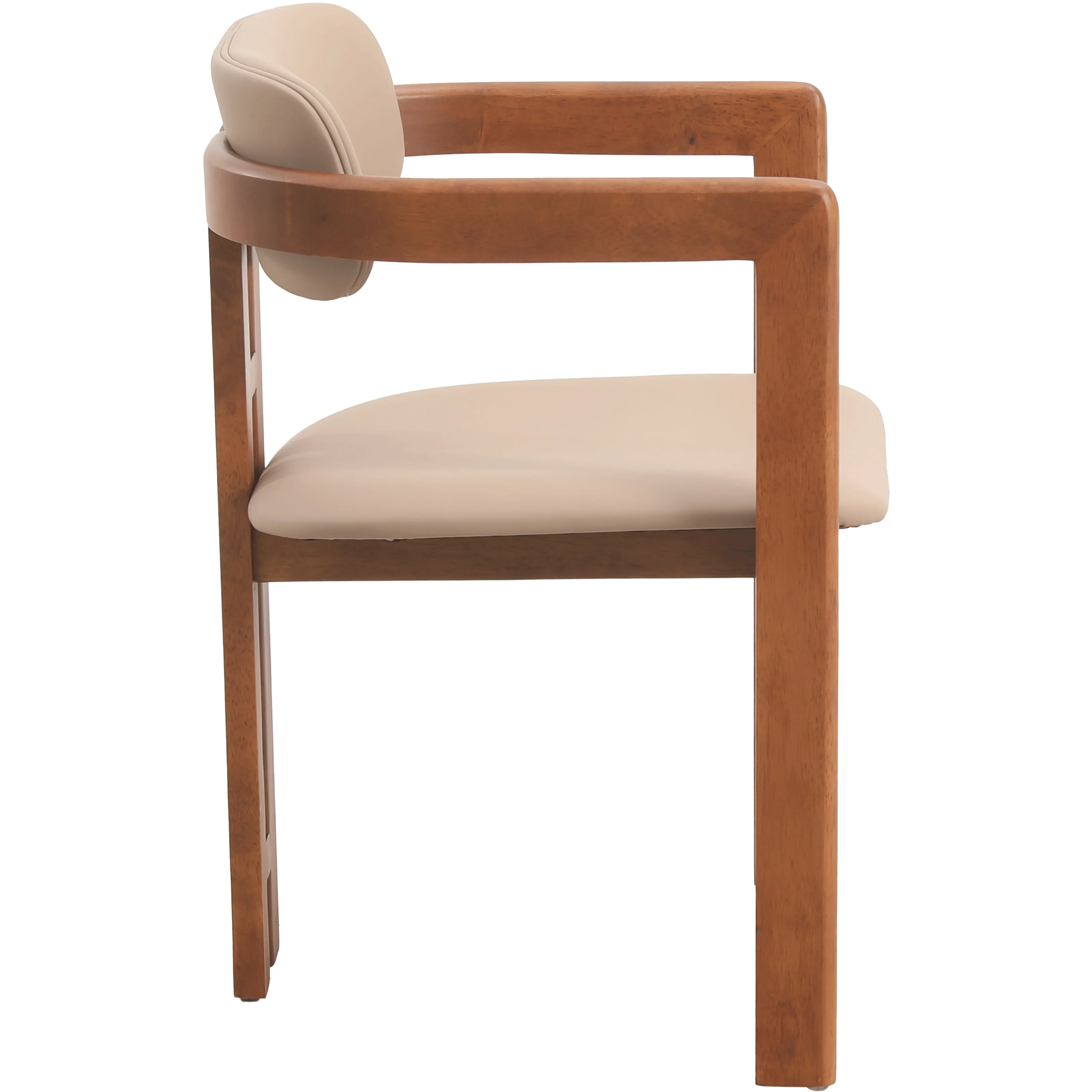 Velo Series Modern Dining Chair in Dark Natural Wood with Taupe Seat
