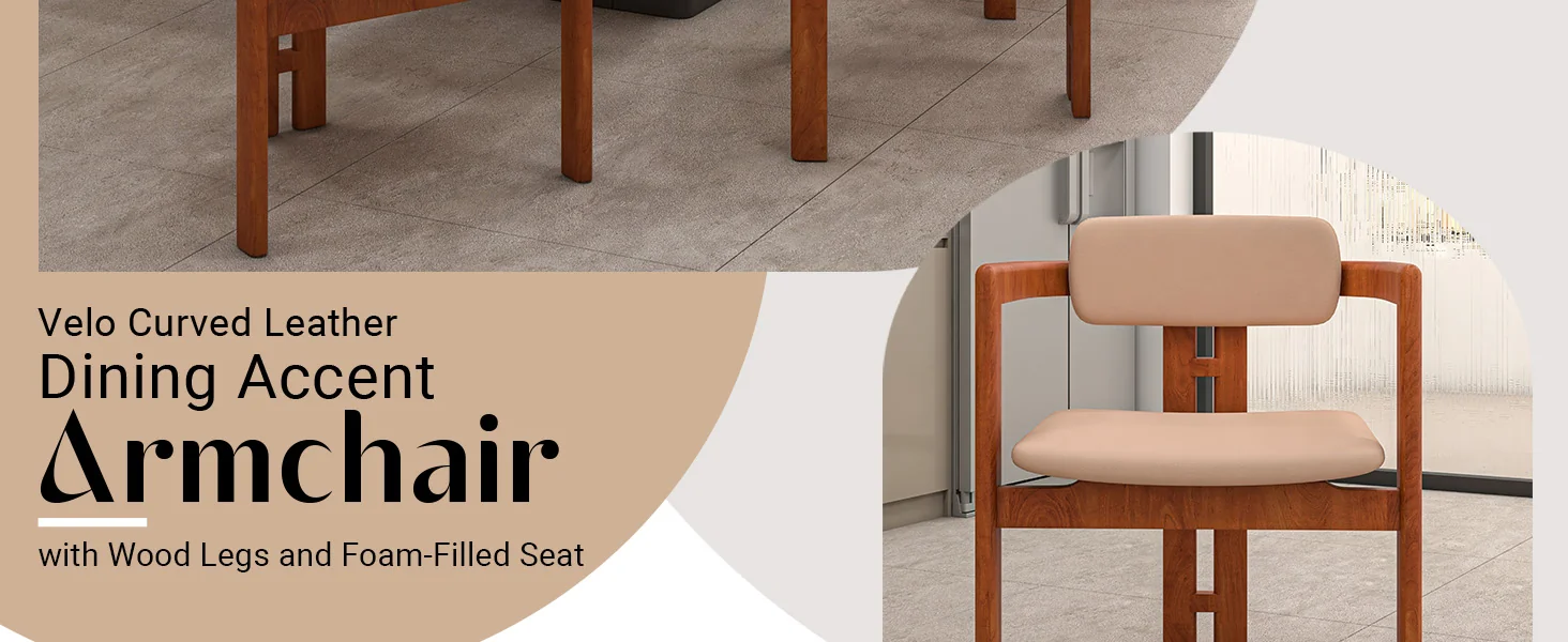 Velo Series Modern Dining Chair in Dark Natural Wood with Taupe Seat