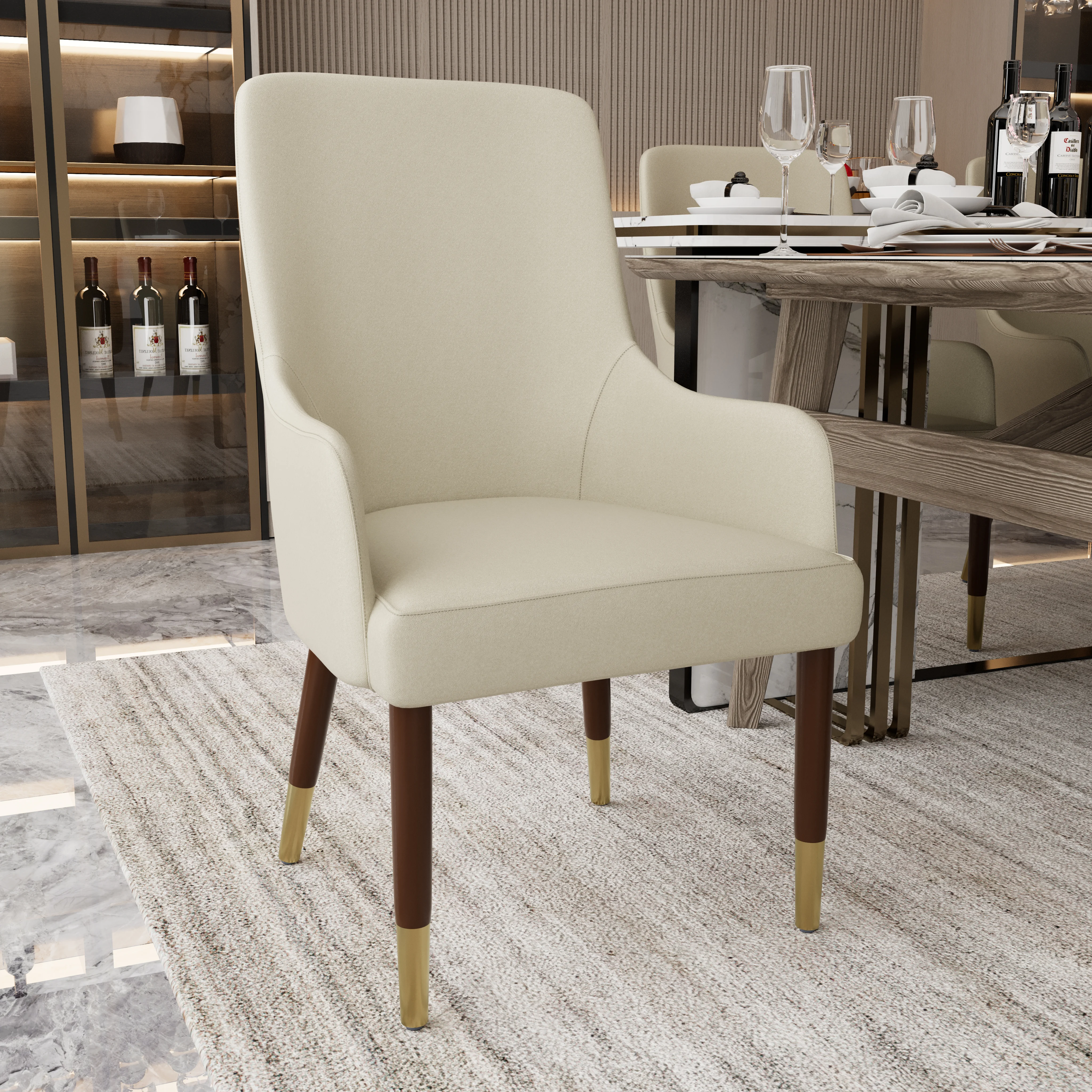 Viva Collection Modern Wooden Dining Arm Chair in Taupe