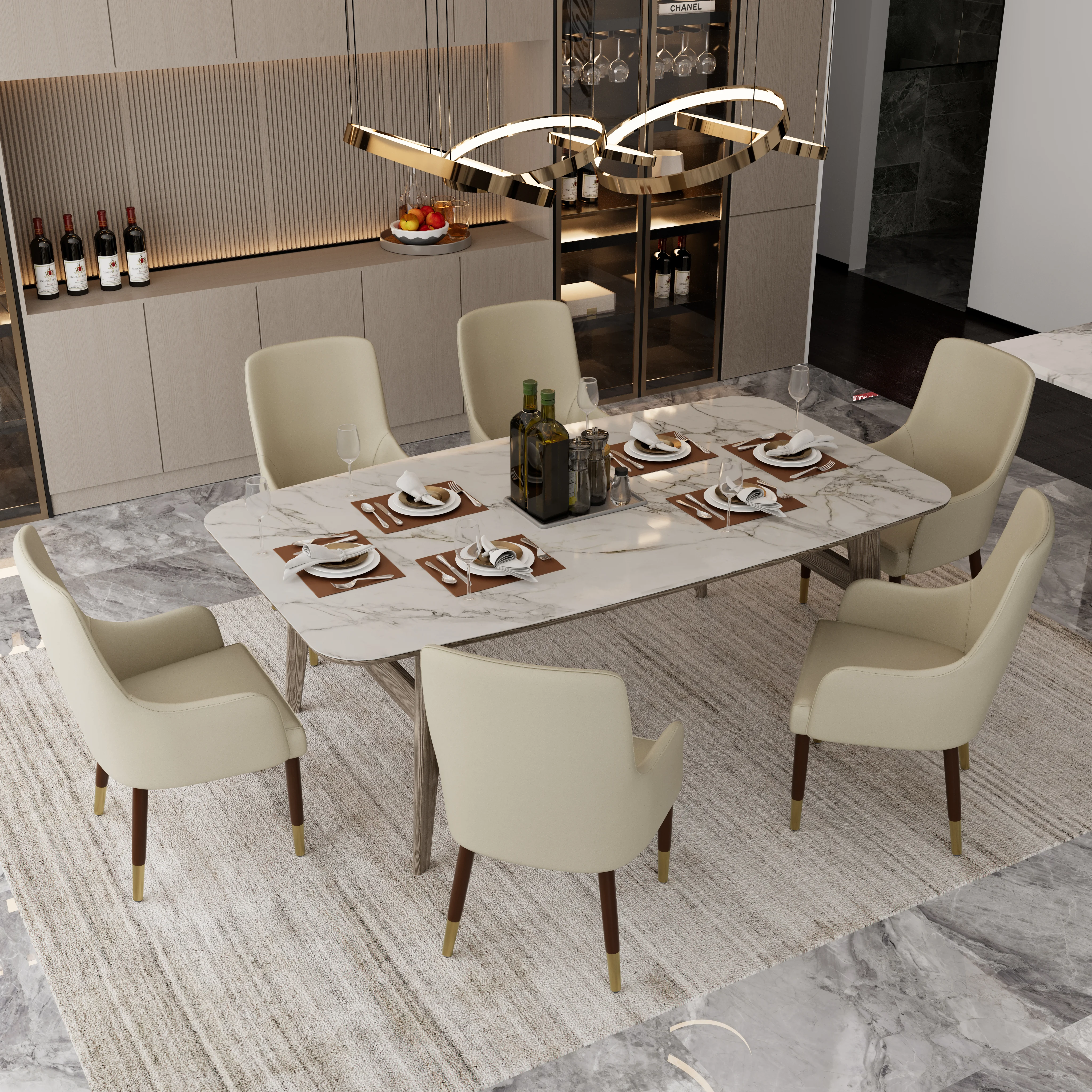 Viva Collection Modern Wooden Dining Arm Chair in Taupe