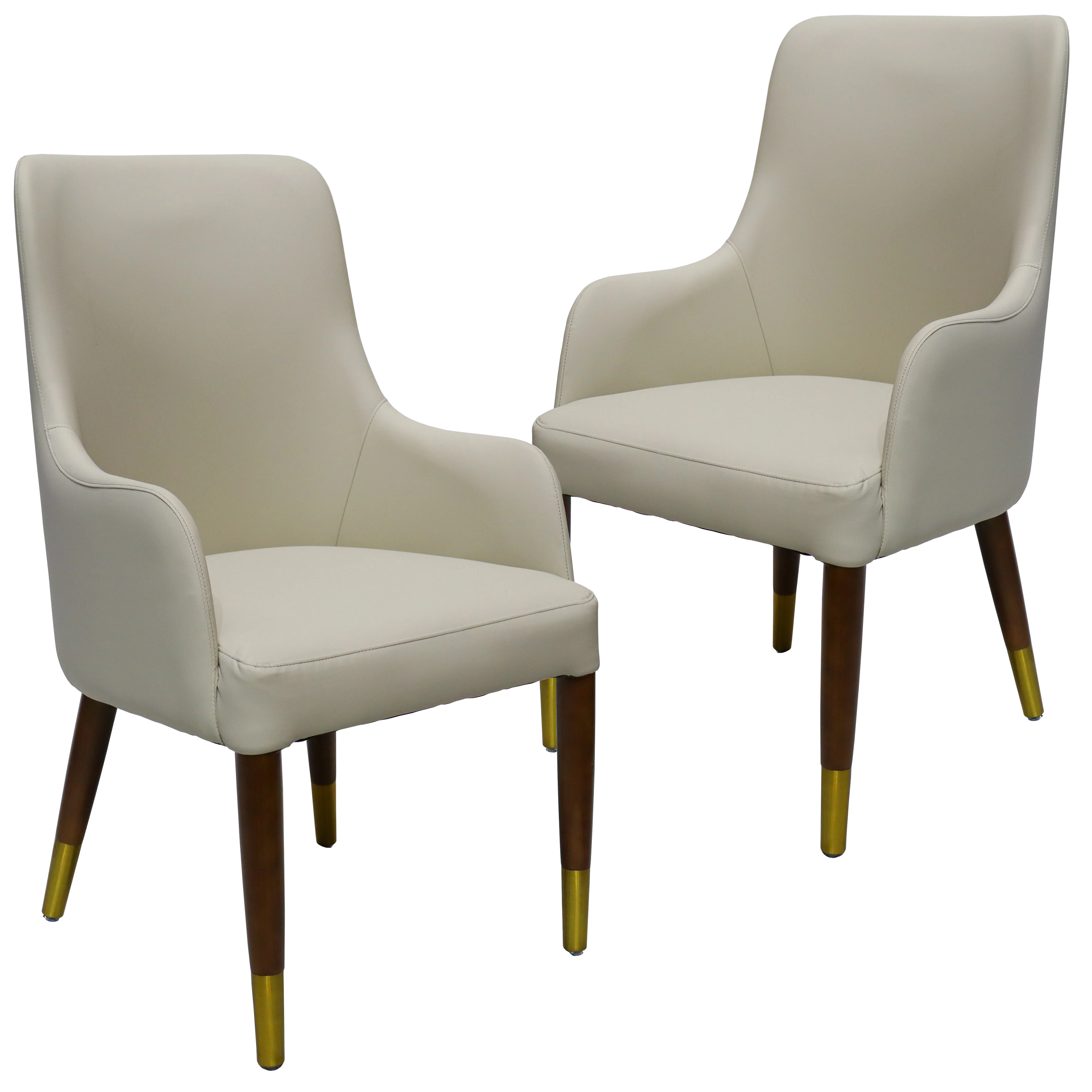 Viva Collection Modern Wooden Dining Arm Chair in Taupe - Set of 2