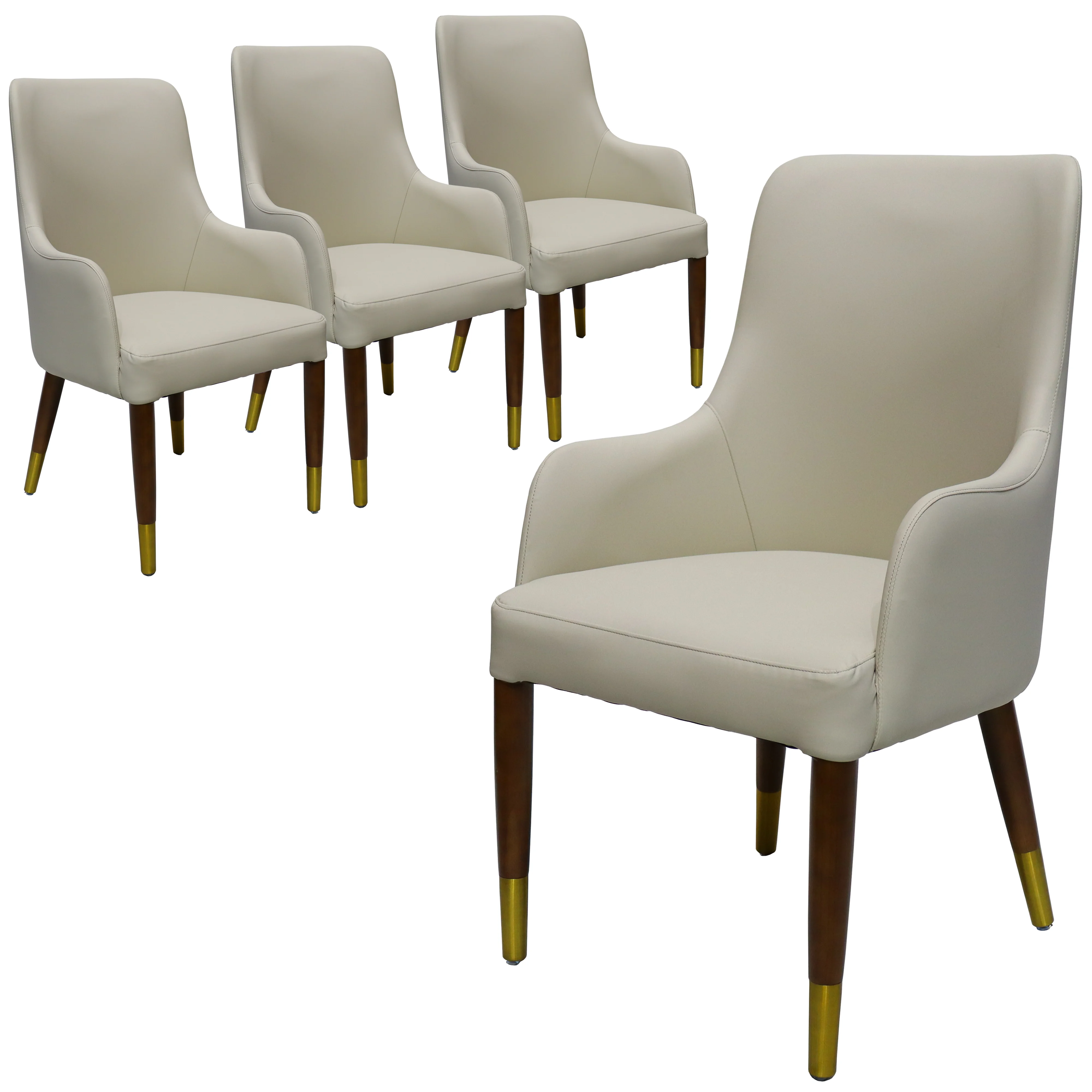 Viva Collection Modern Wooden Dining Arm Chair in Taupe - Set of 4