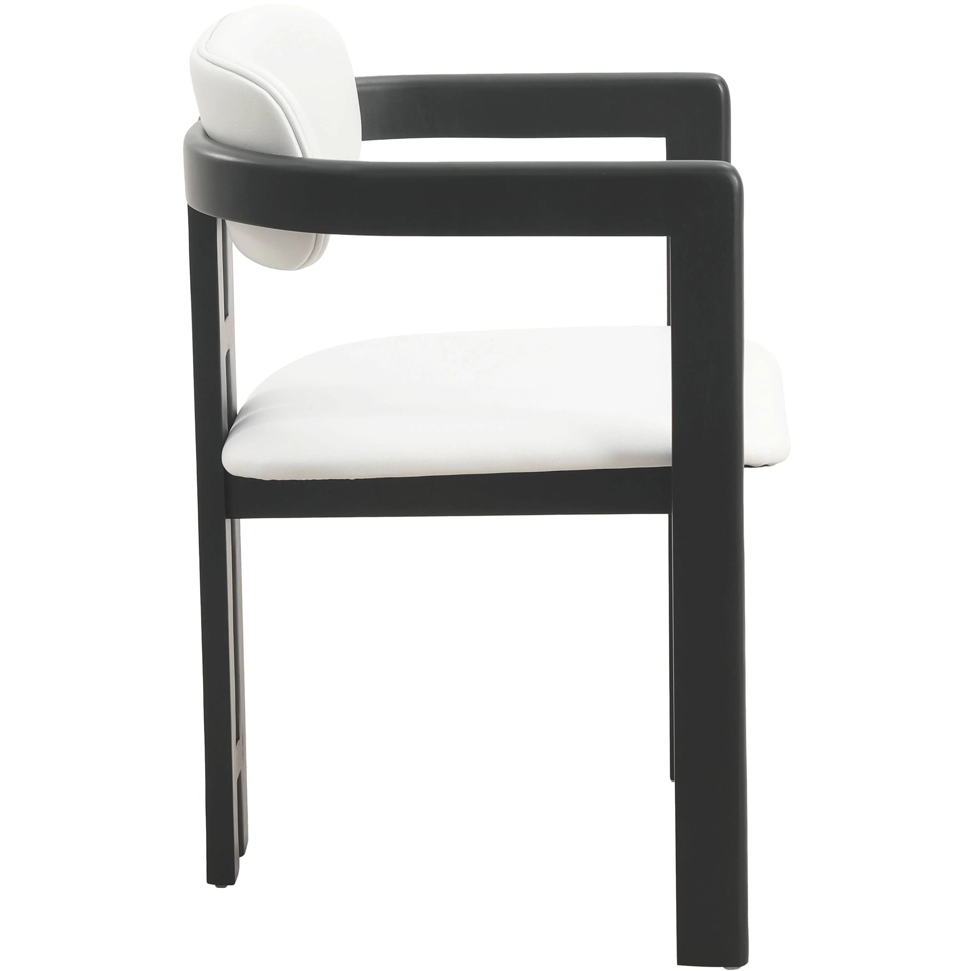 Velo Series Modern Dining Chair in Black Wood with Off White Seat