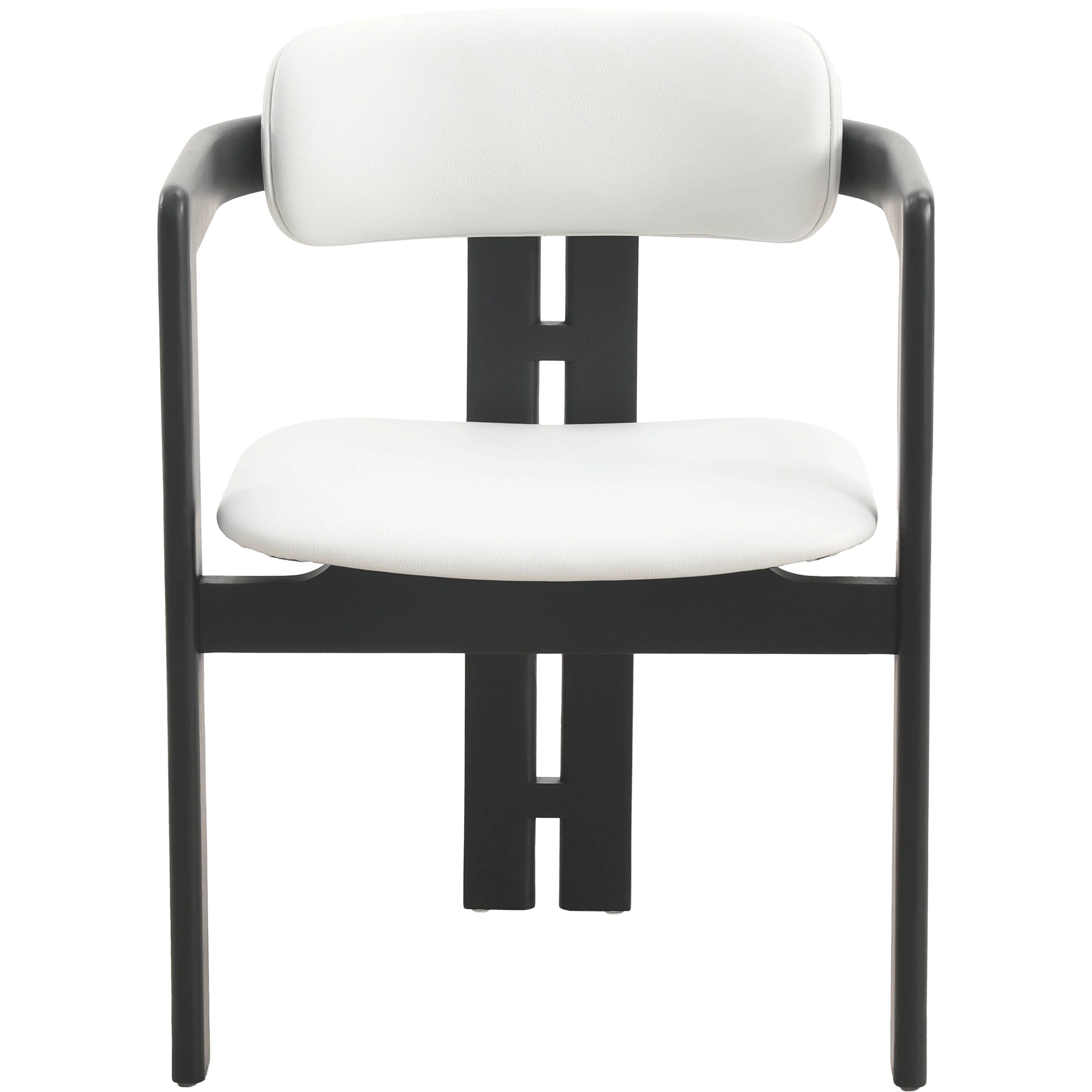 Velo Series Modern Dining Chair in Black Wood with Off White Seat