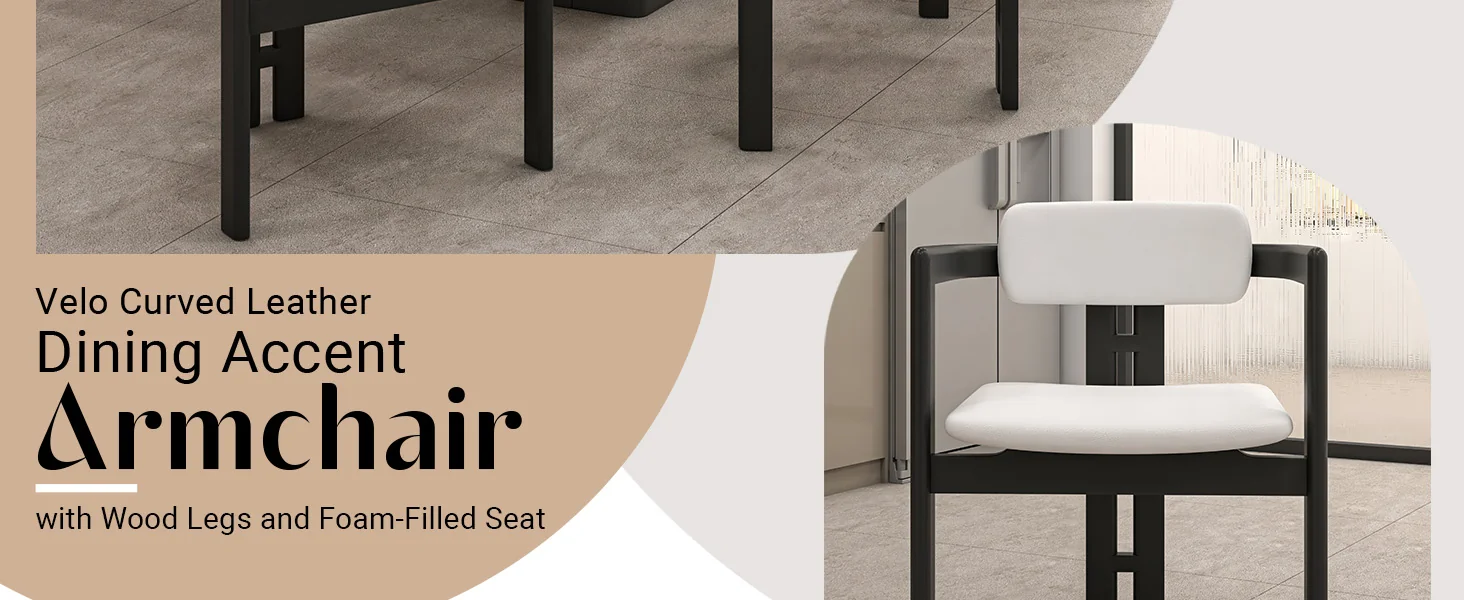 Velo Series Modern Dining Chair in Black Wood with Off White Seat