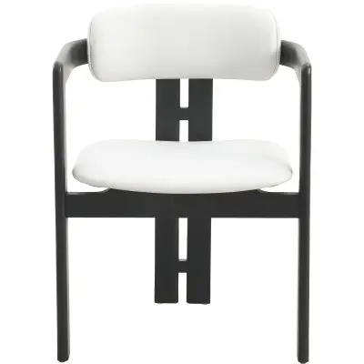 Velo Series Modern Dining Chair in Black Wood with Off White Seat
