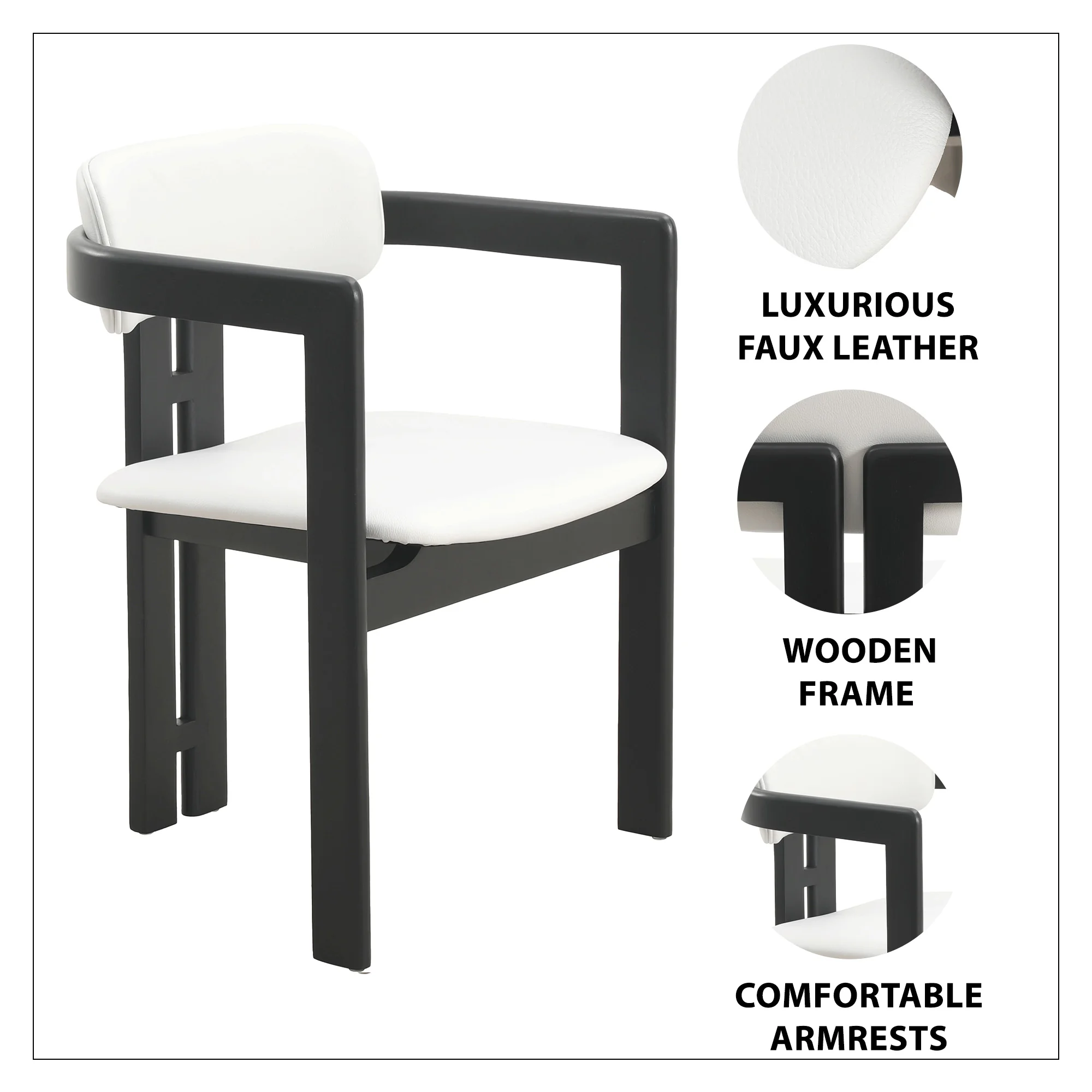 Velo Series Modern Dining Cha...Black Wood with Off White Seat Set of 4