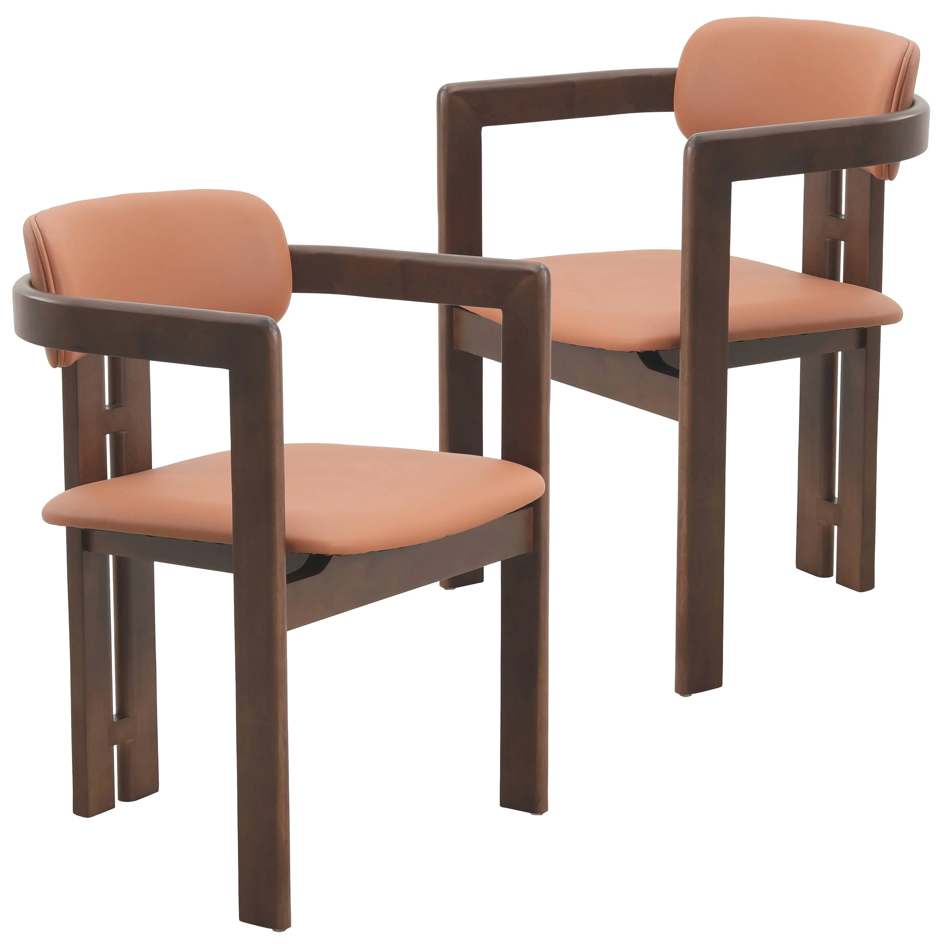 Velo Series Modern Dining Chair in Black Walnut Wood with Dark Brown Seat