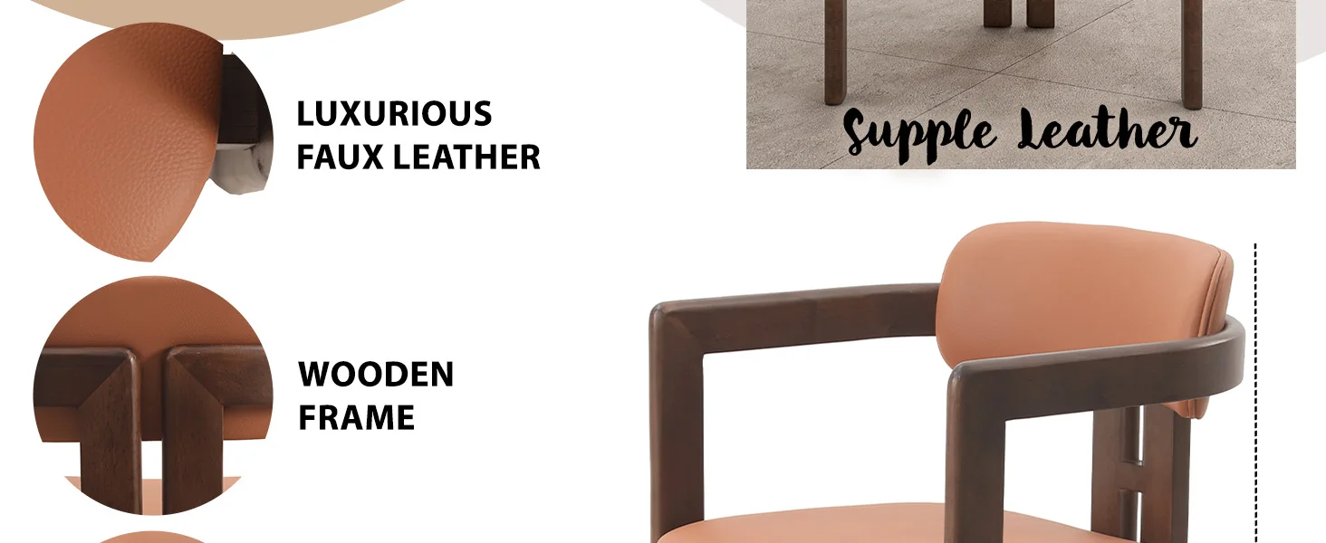 Velo Series Modern Dining Chair in Black Walnut Wood with Dark Brown Seat