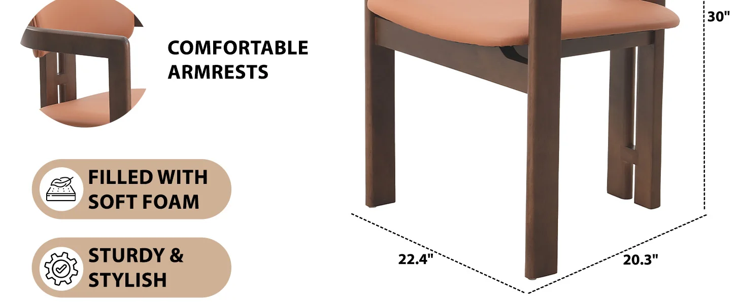 Velo Series Modern Dining Chair in Black Walnut Wood with Dark Brown Seat