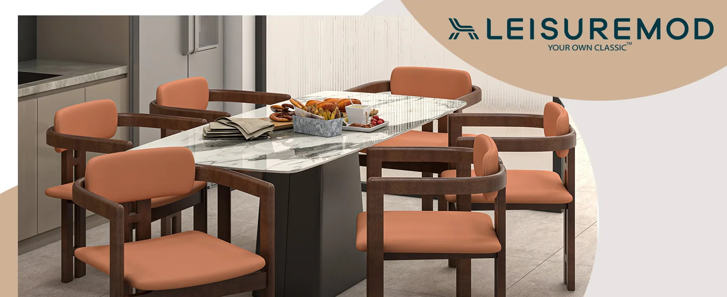 Velo Series Modern Dining Cha...alnut Wood with Dark Brown Seat Set of 4