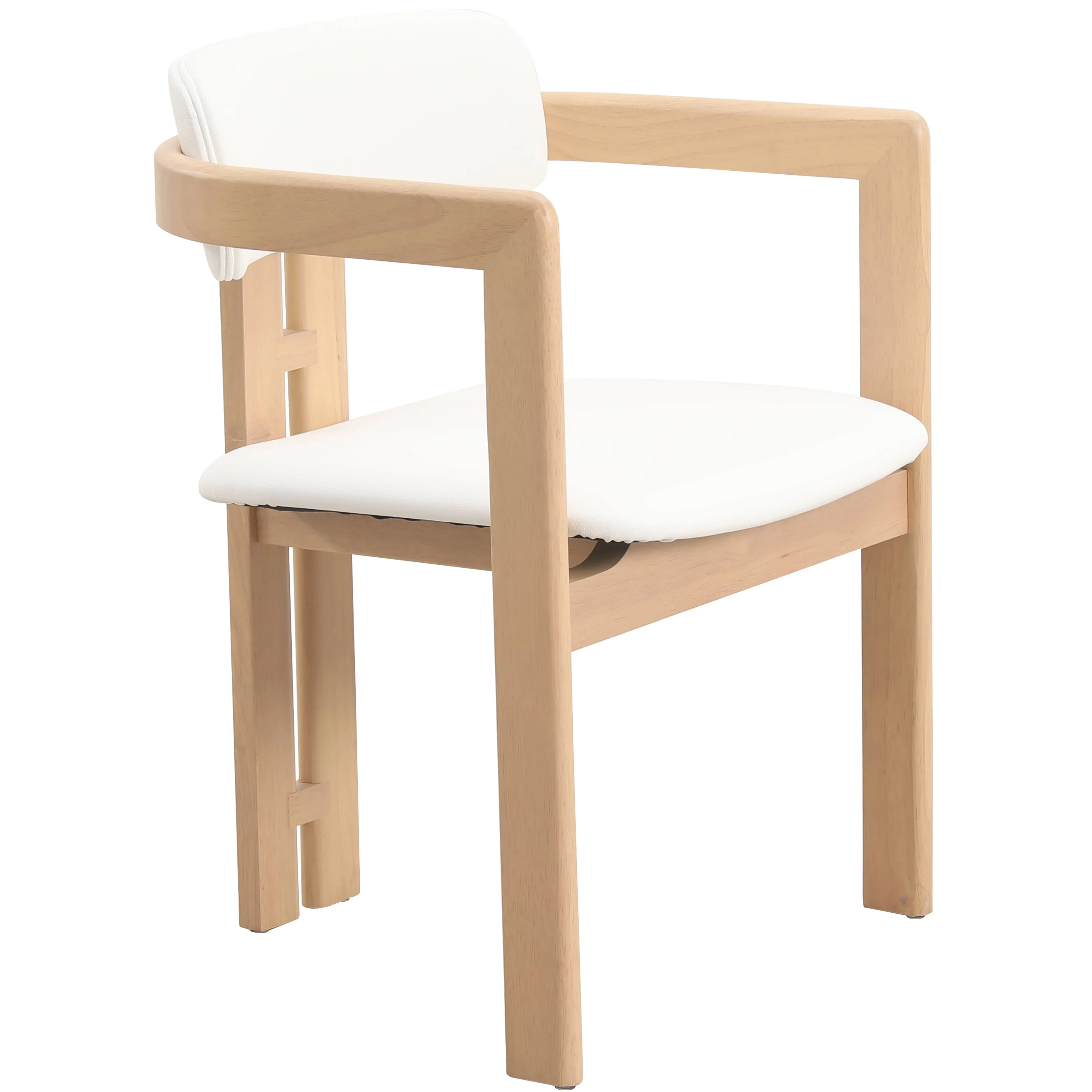 Velo Series Modern Dining Chair in Natrual Wood with White Seat