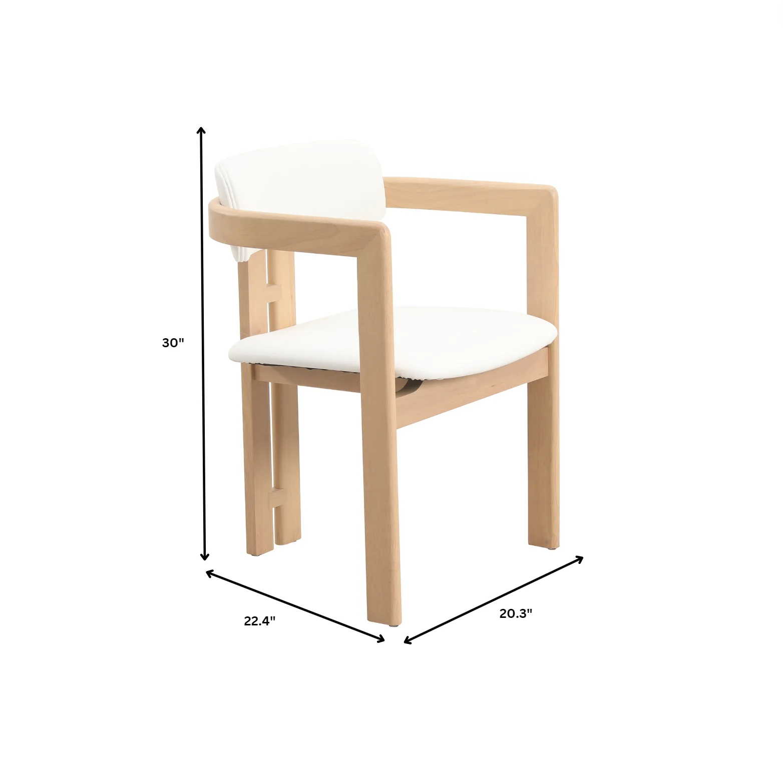 Velo Series Modern Dining Chair in Natrual Wood with White Seat Set of 4