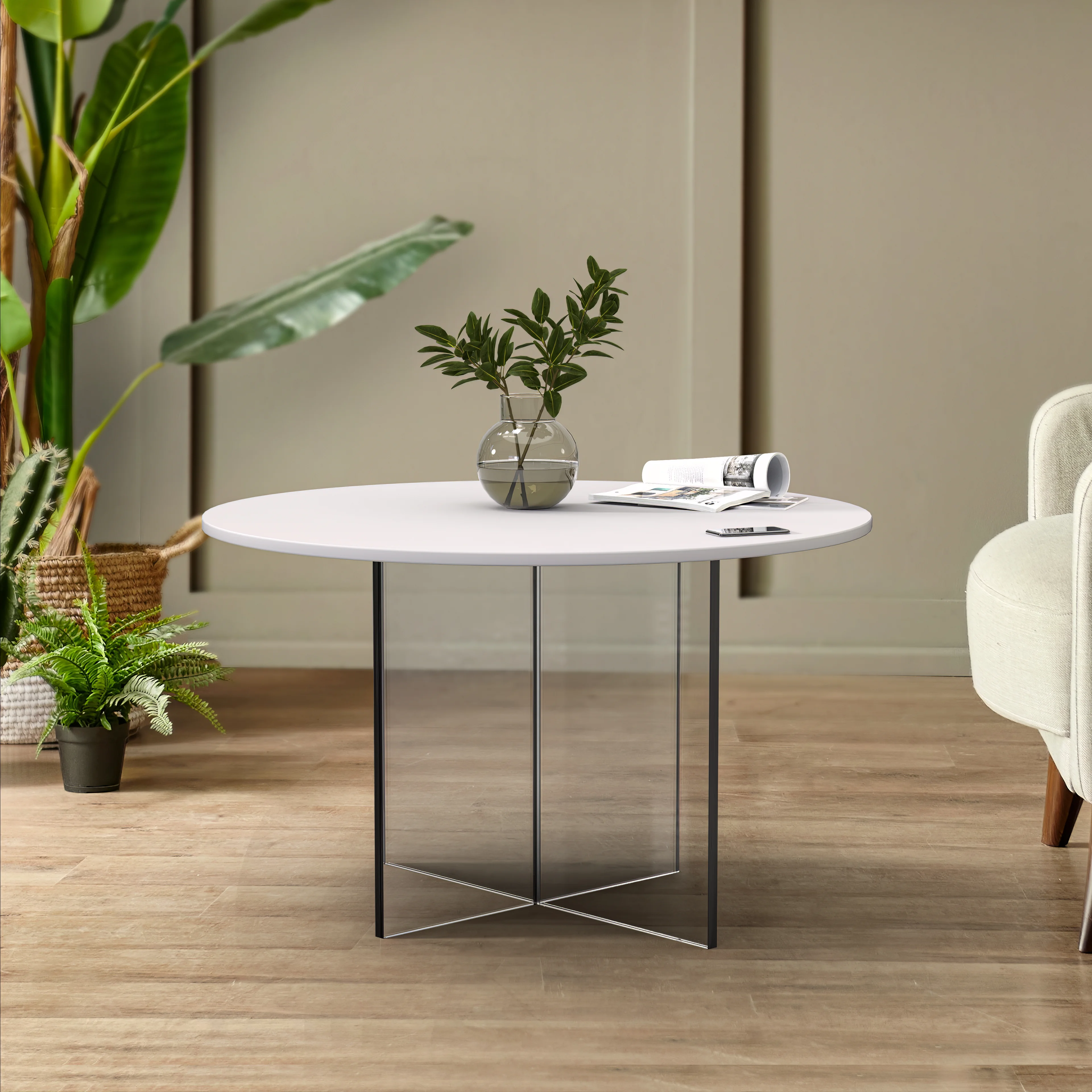 Valore Collection Acrylic Coffe Table With White Top