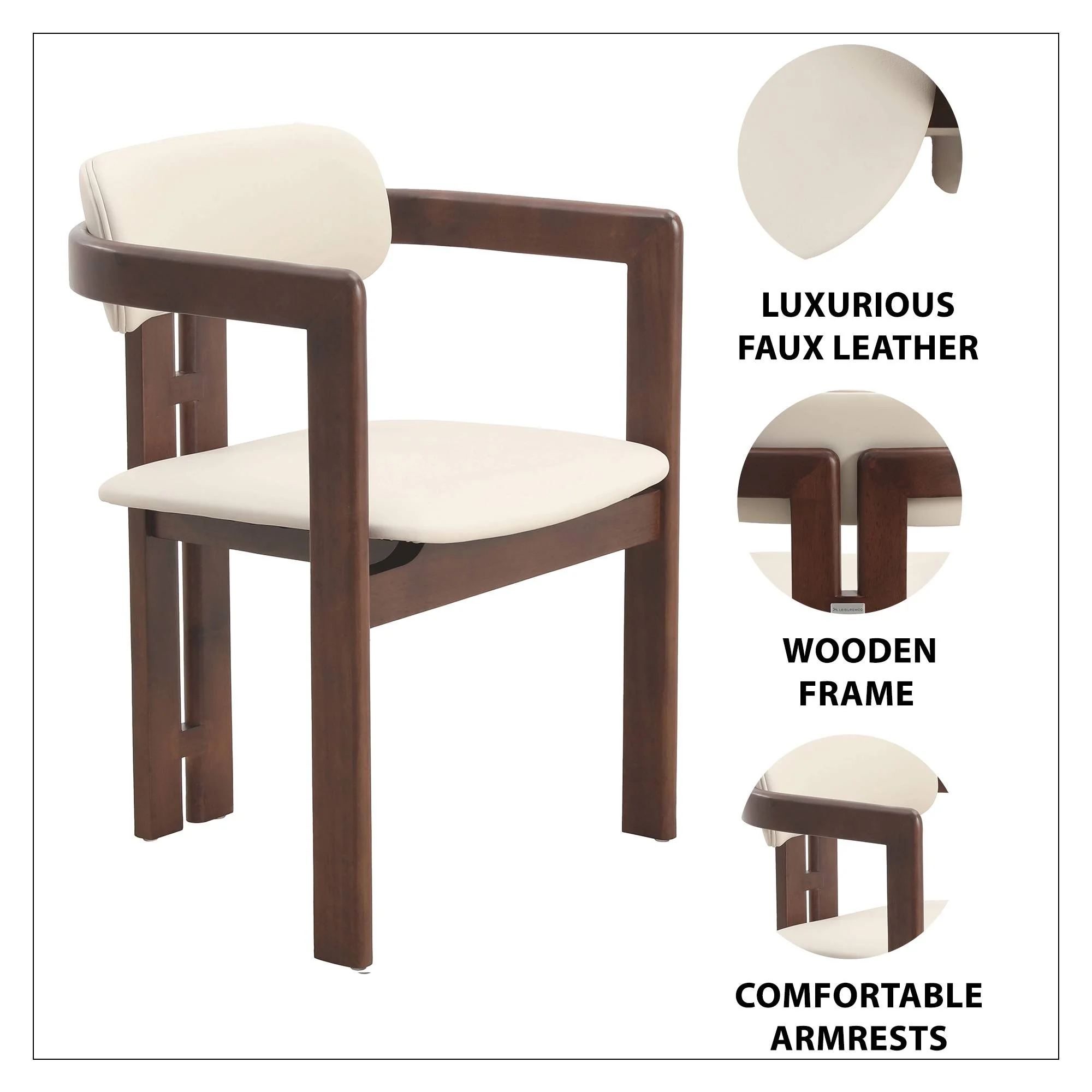 Velo Series Modern Dining Chair in Walnut Color Wood with Toupe Seat