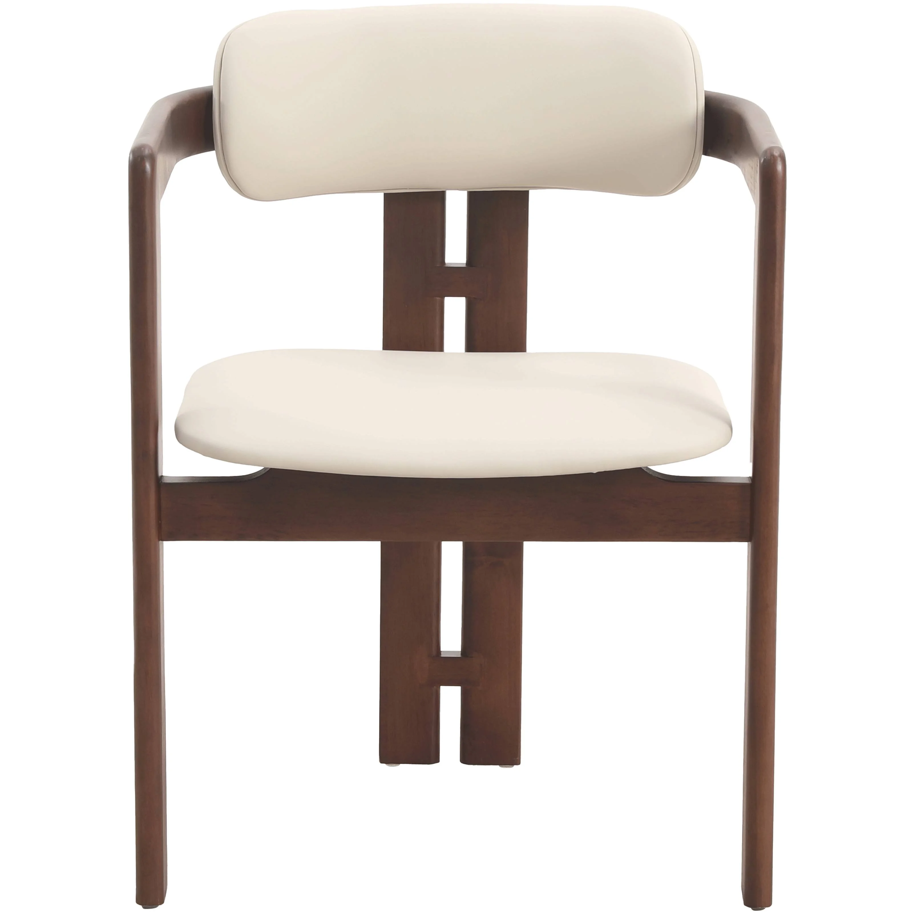 Velo Series Modern Dining Chair in Walnut Color Wood with Toupe Seat