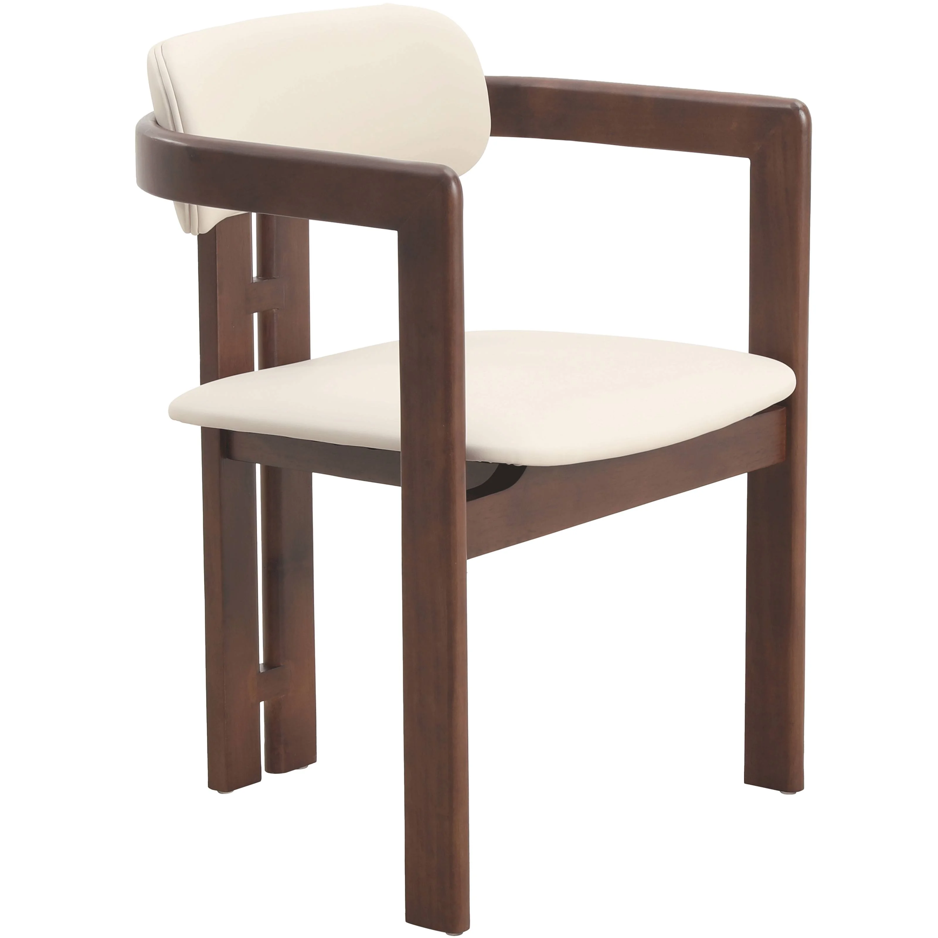 Velo Series Modern Dining Chair in Walnut Color Wood with Toupe Seat