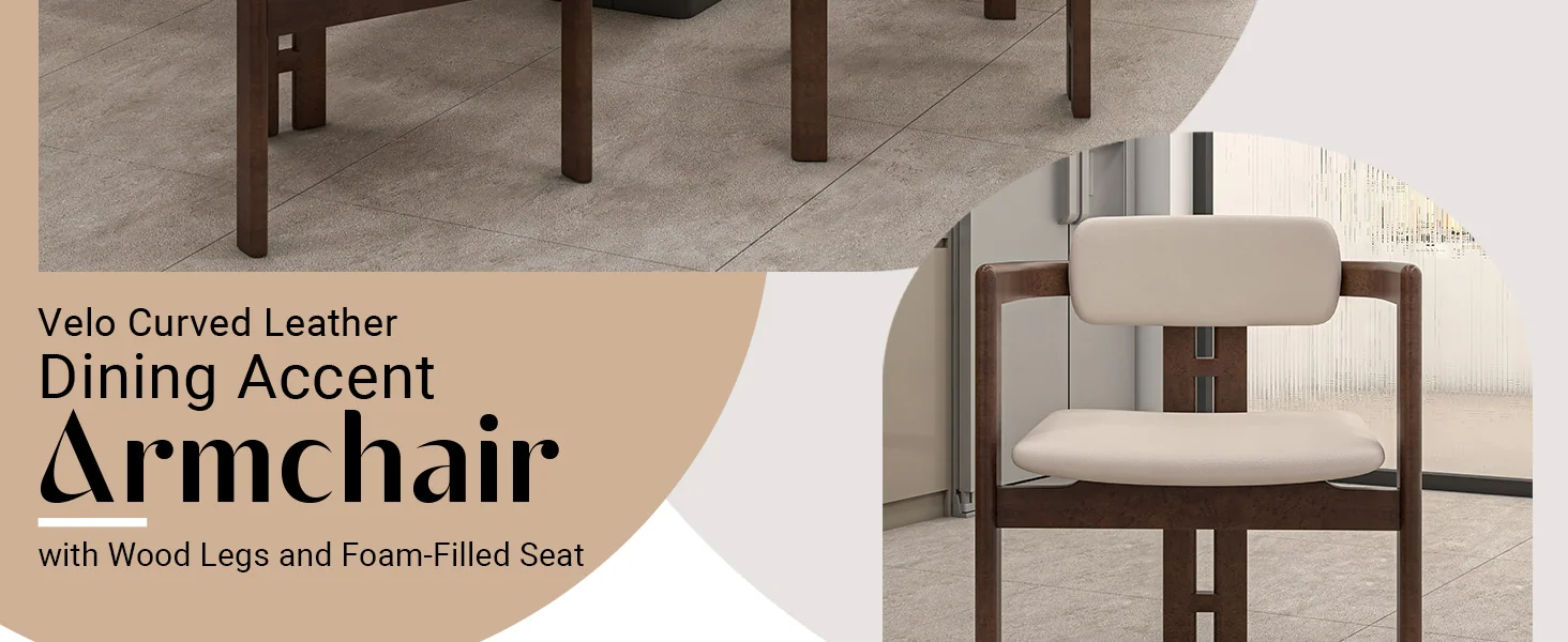 Velo Series Modern Dining Chair in Walnut Color Wood with Toupe Seat