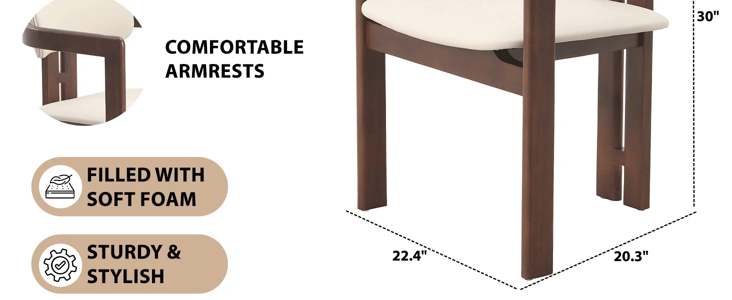 Velo Series Modern Dining Chair in Walnut Color Wood with Toupe Seat