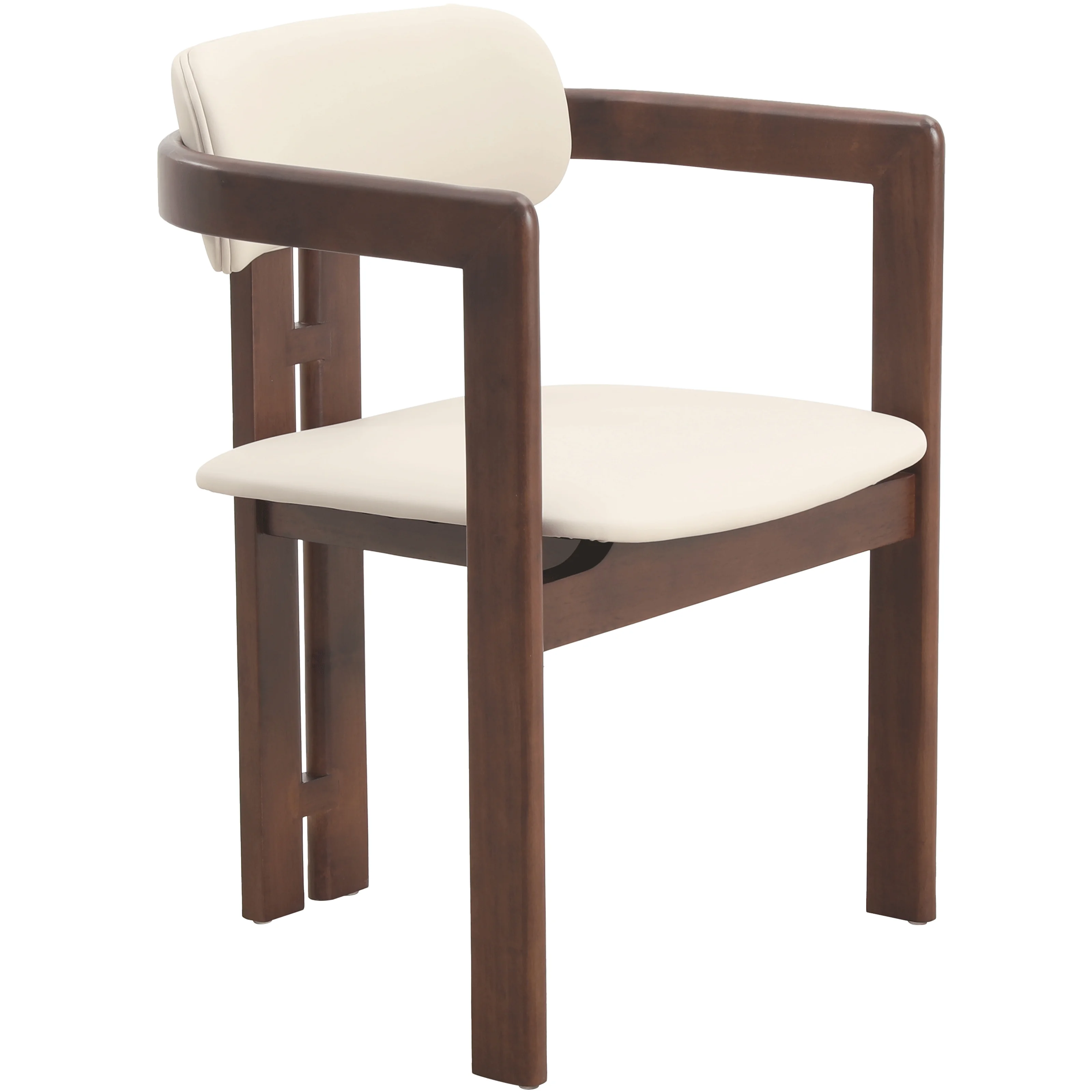 Velo Series Modern Dining Chair in Walnut Color Wood with Toupe Seat