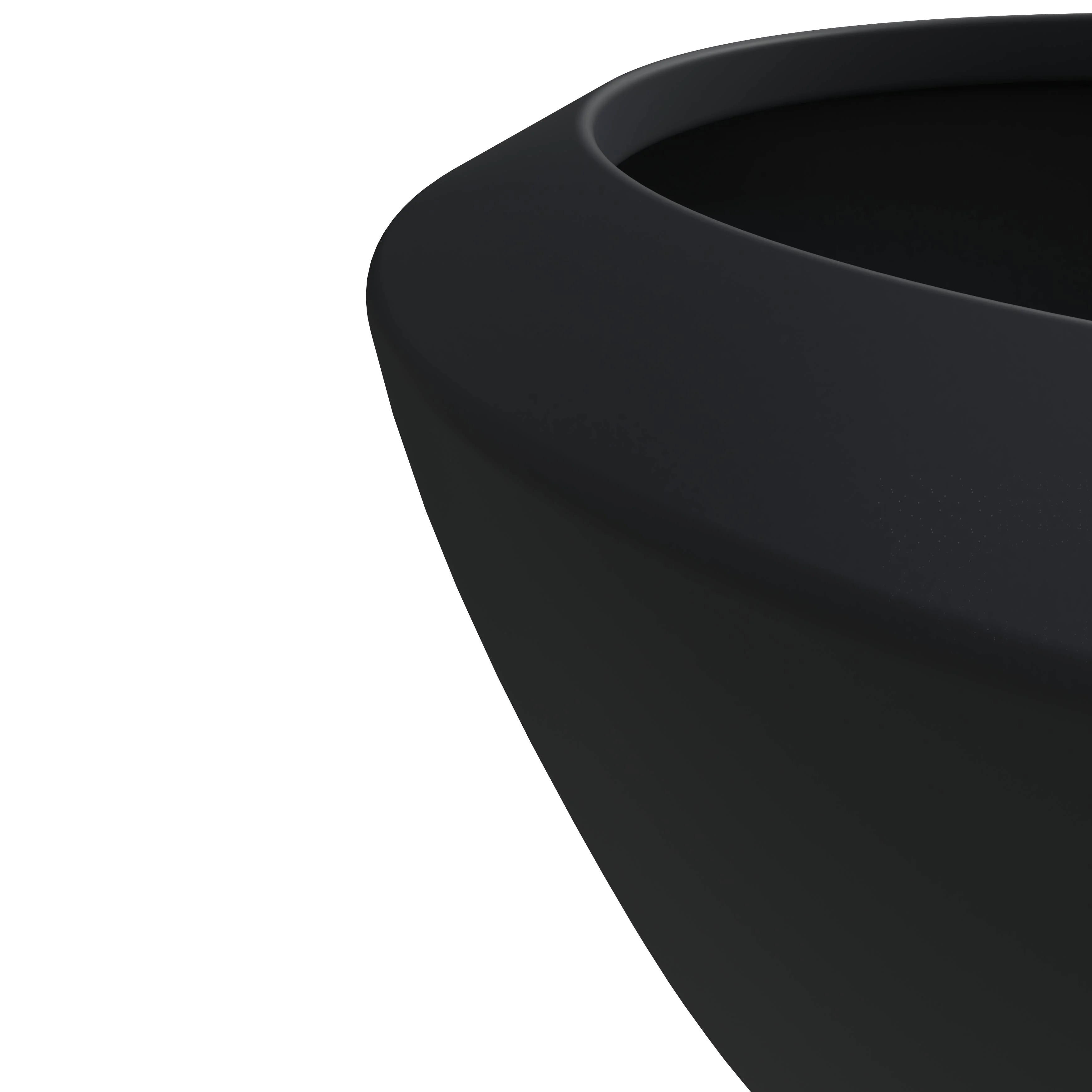 Vessel Series Poly Stone Planter in Black 22" Dia 15" high