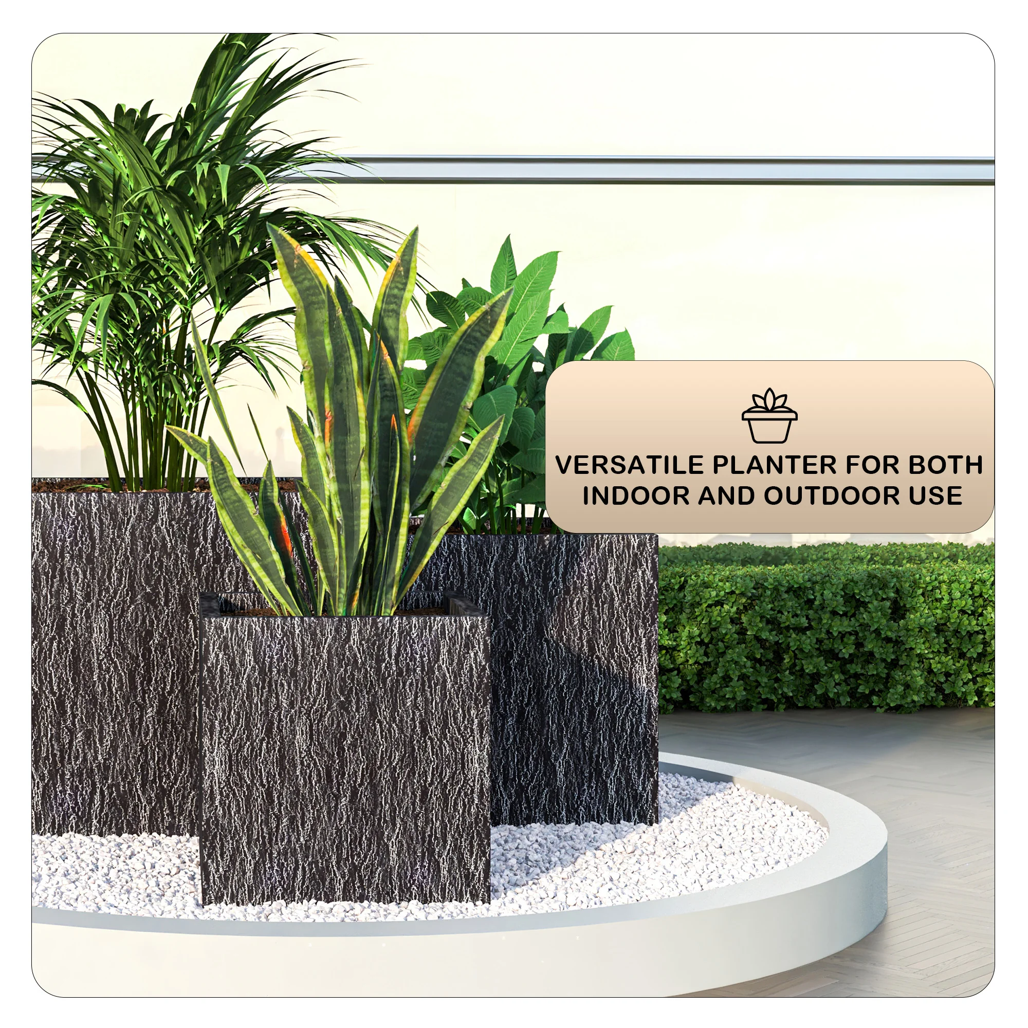 Verdura Series Poly Stone Planter set in Black