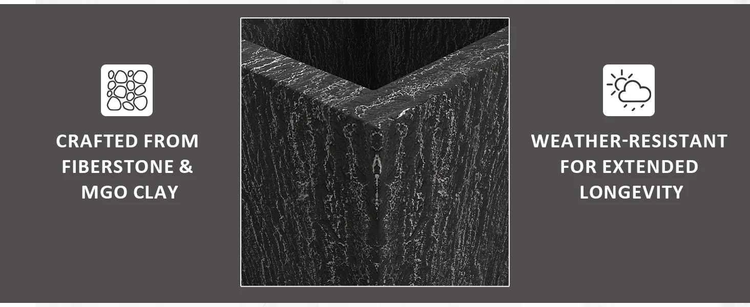 Verdura Series Poly Stone Planter set in Black