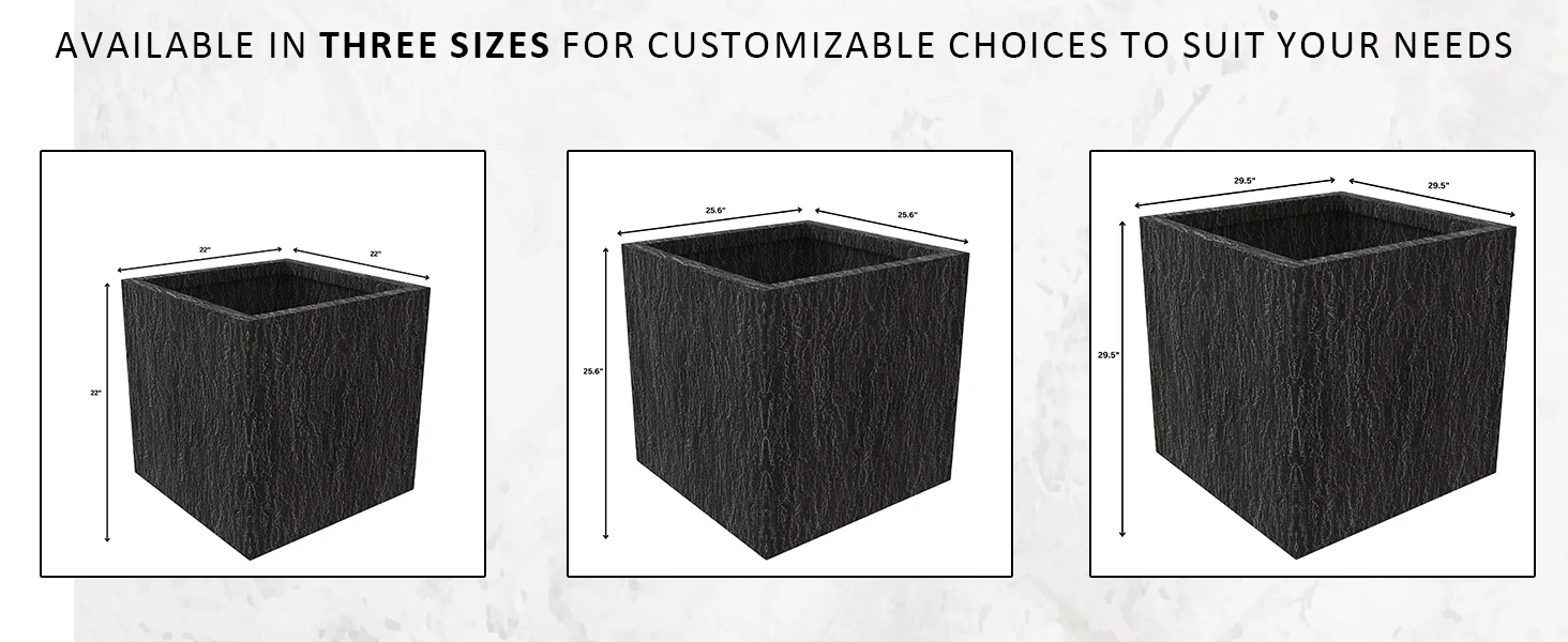 Verdura Series Poly Stone Planter set in Black