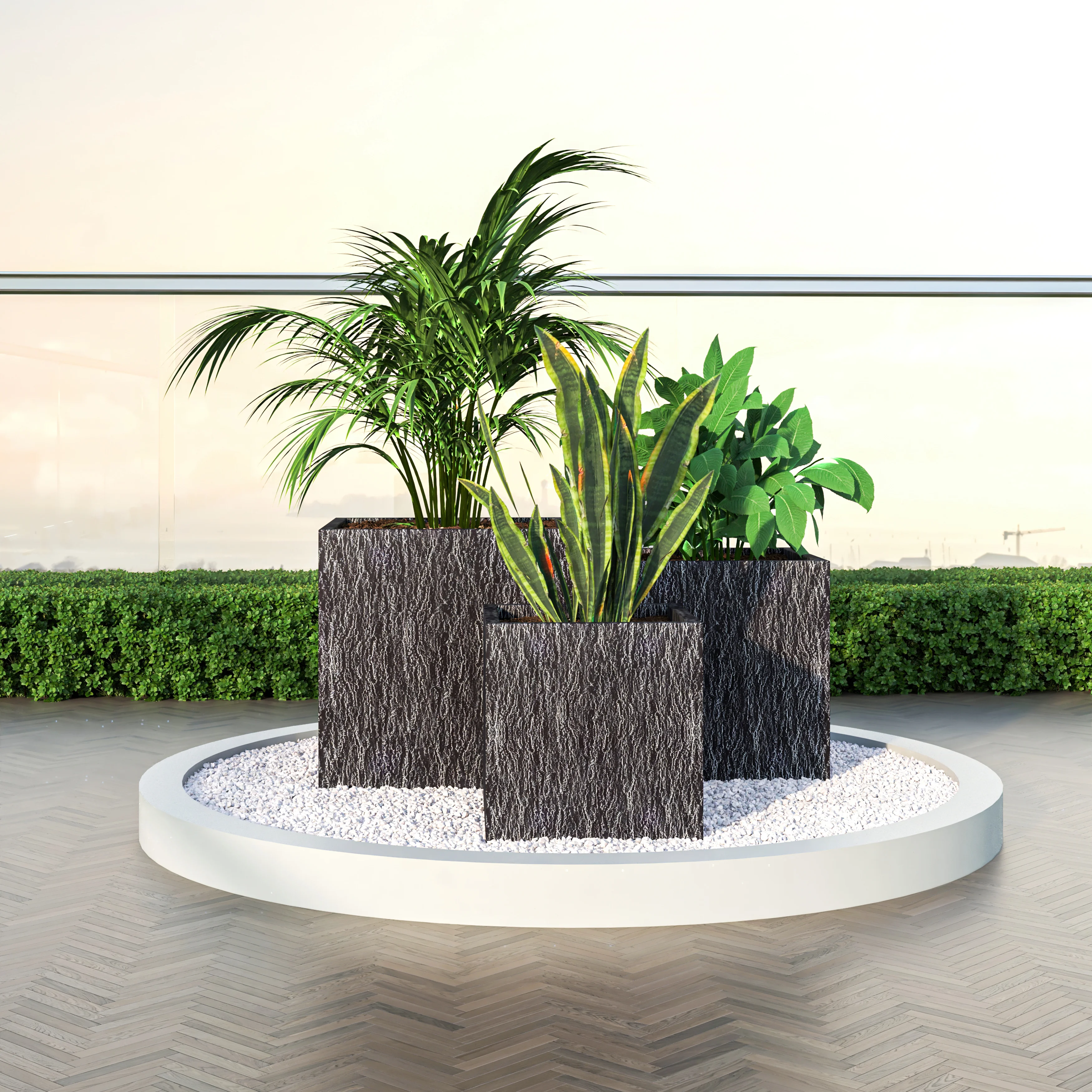 Verdura Series Poly Stone Planter set in Black