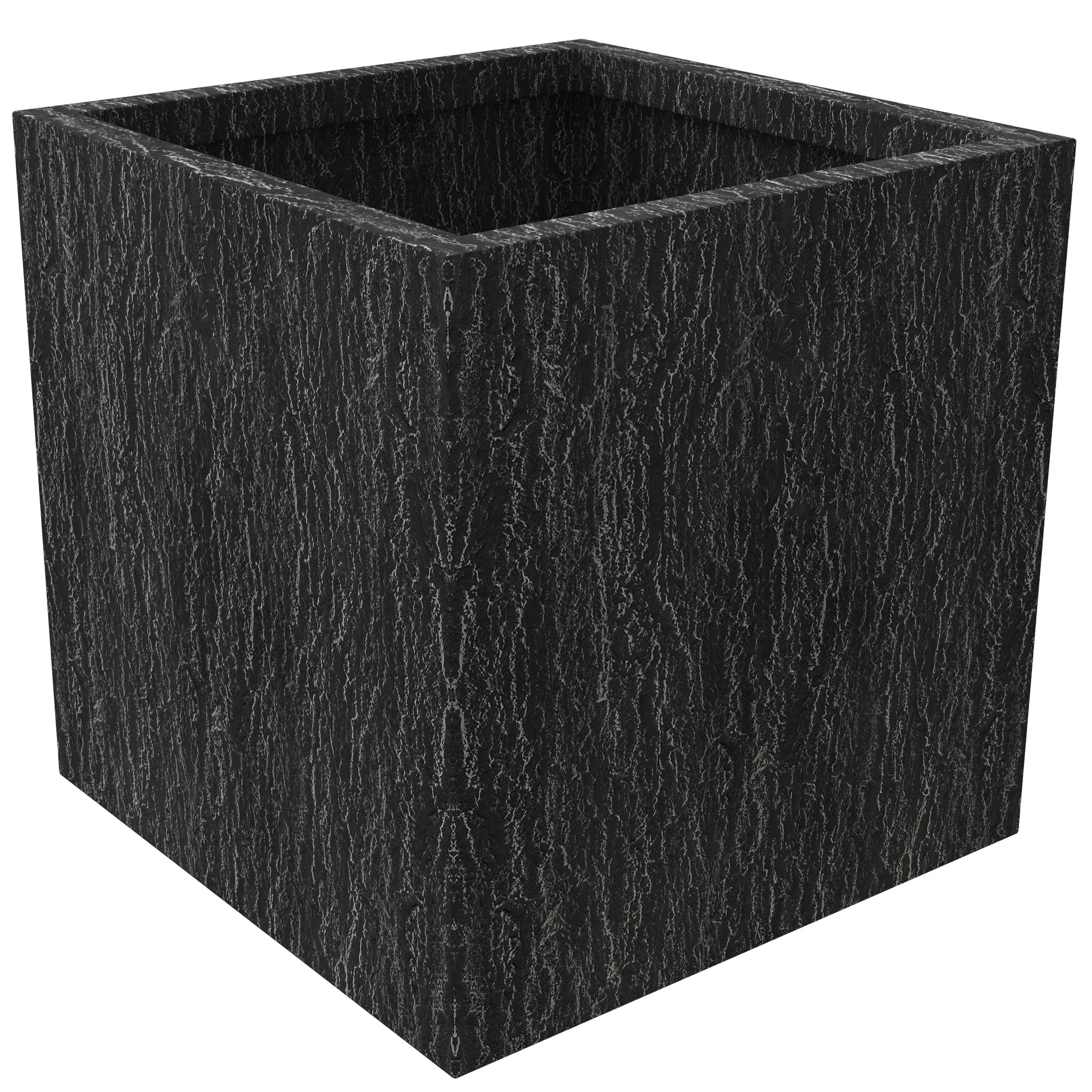 Verdura Series Cubic Poly Stone Planter in Dotted Blck 21.7 Cube