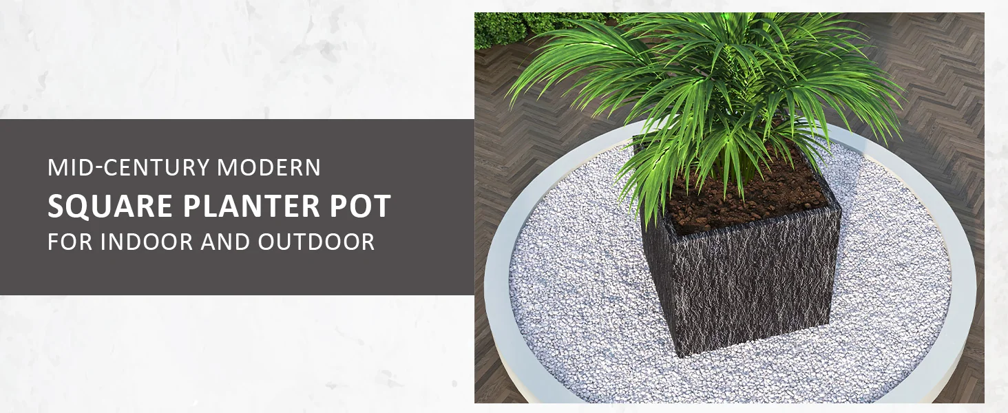 Verdura Series Cubic Poly Stone Planter in Dotted Blck 29.5 Cube