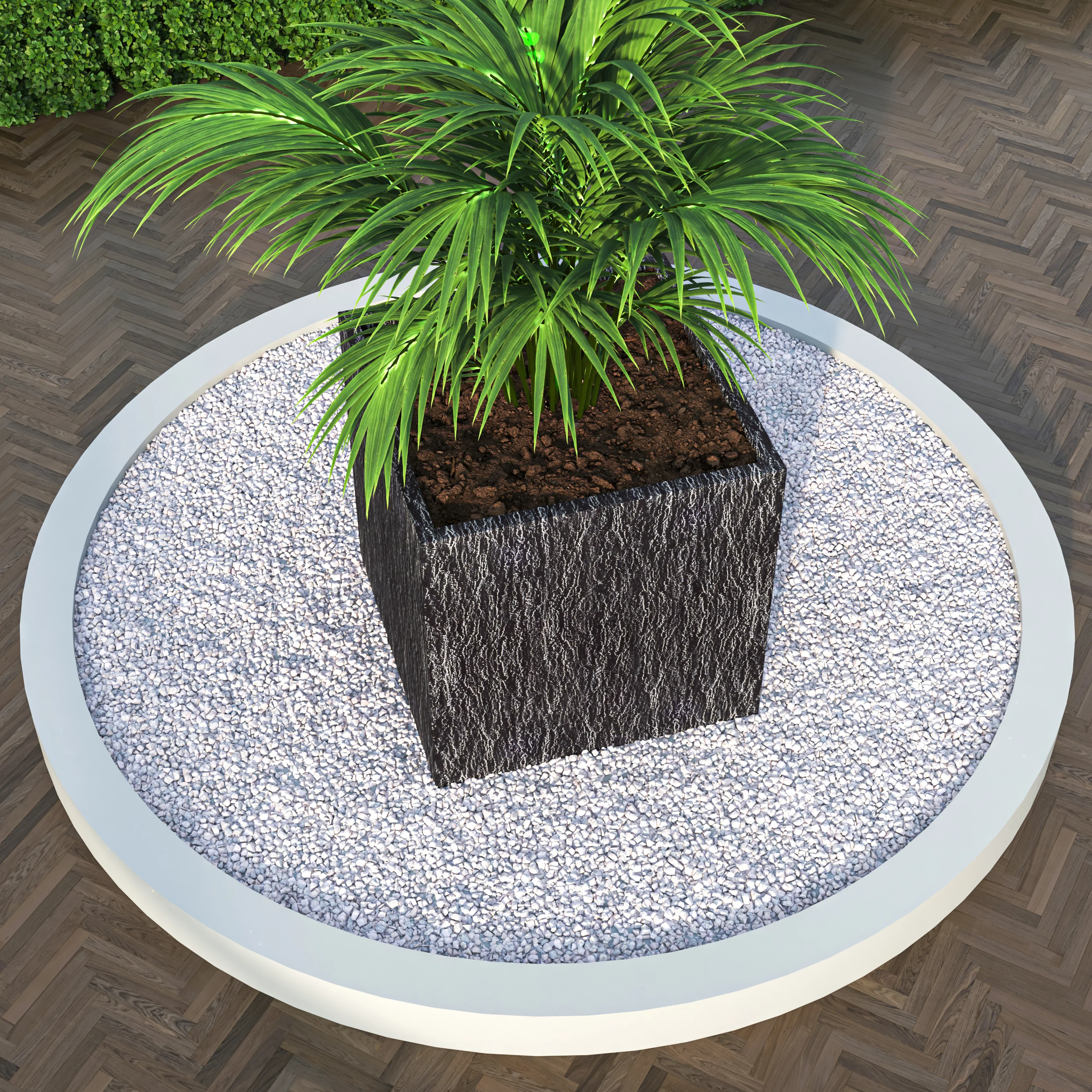 Verdura Series Cubic Poly Stone Planter in Dotted Blck 29.5 Cube